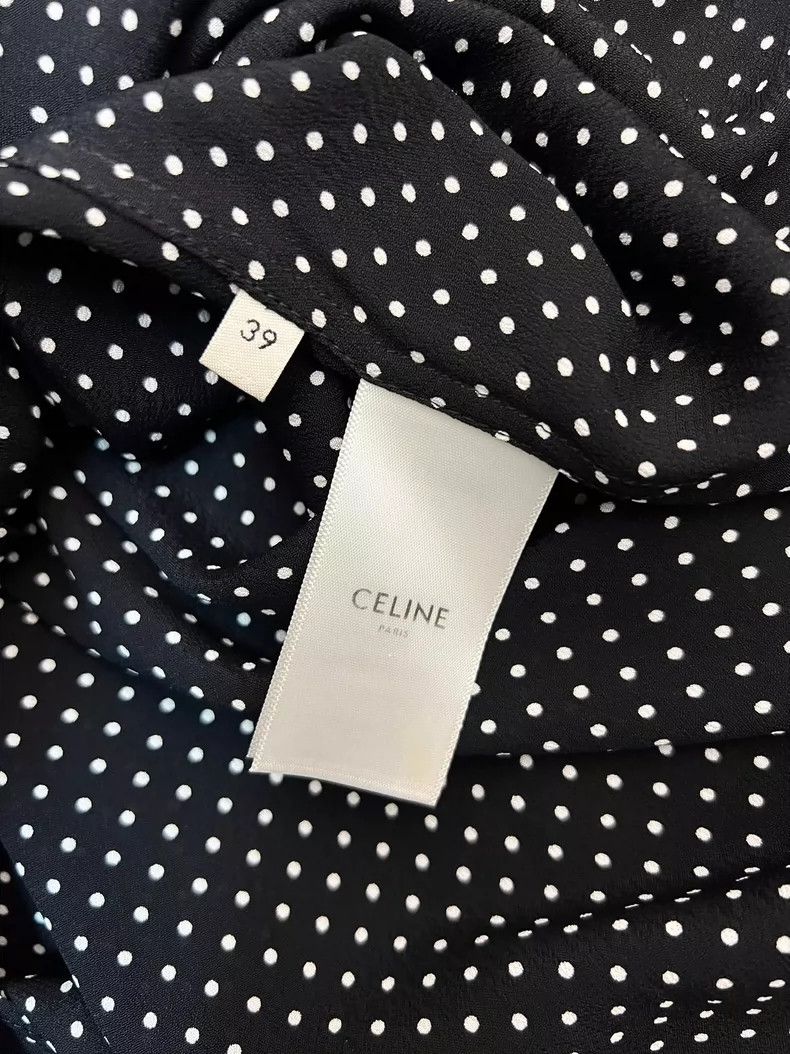 Celine CELINE size 39 Black and white polka-dot mulberry silk shi Size US XS / EU 42 / 0 - 5 Thumbnail