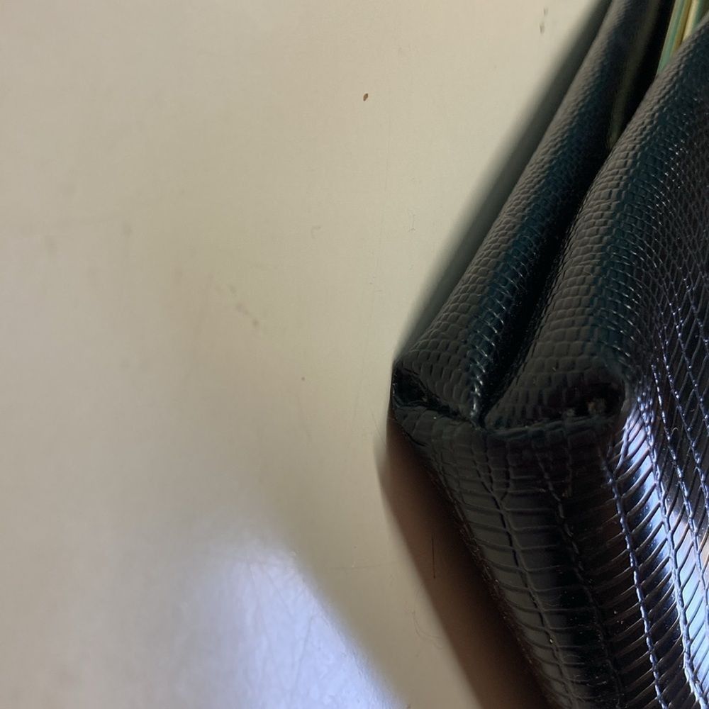 Vintage Vintage Lizard Clutch Handbag Black with Chain Handle 6 X 9 Size ONE SIZE - 12 Thumbnail