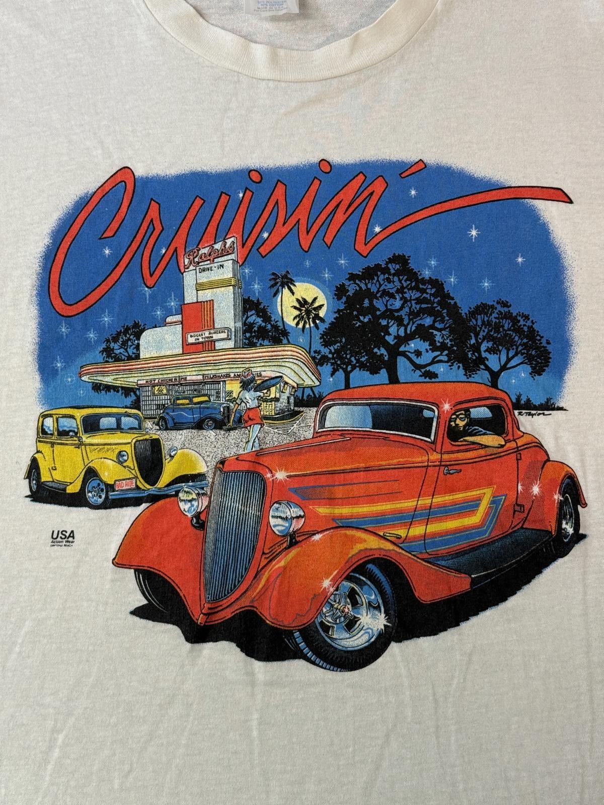 Designer VTG 80s Hot Rod T-shirt Cruisin Ralphs Drive-In Tee XL Size US XL / EU 56 / 4 - 3 Thumbnail