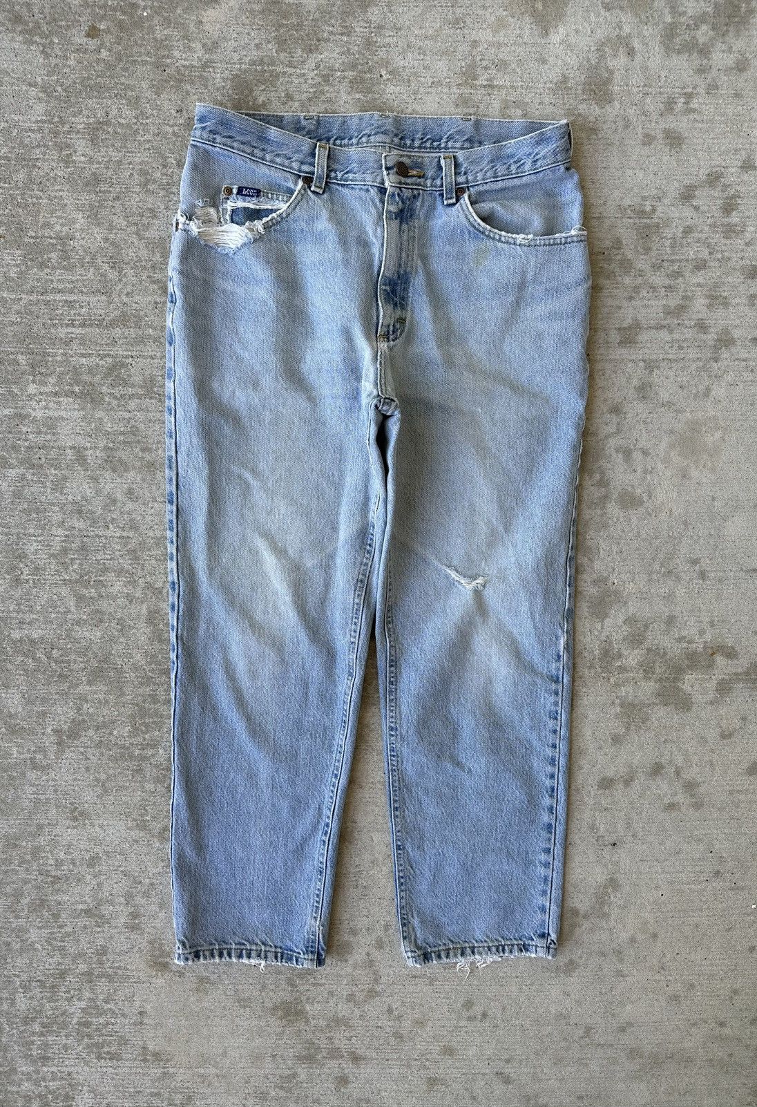 Lee 90s Lee Distressed Light Wash Denim Jeans Size US 33 - 1 Thumbnail