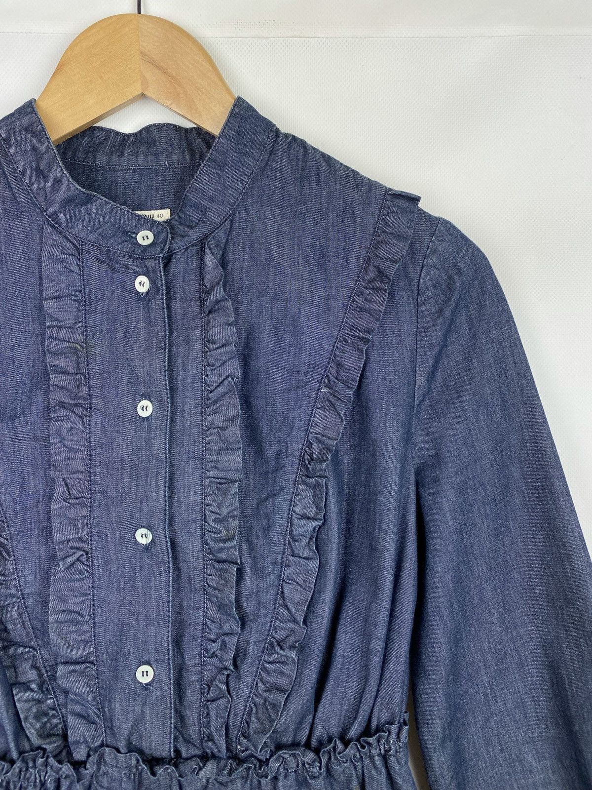 Miu Miu Miu Miu ladies long sleeve denim shirt dress size 40 blue Size S / US 4 / IT 40 - 5 Thumbnail