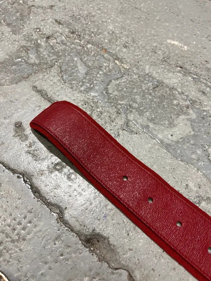 Marithe + Francois Girbaud Marithé + François Girbaud Round Buckle Red Leather Belt Size ONE SIZE - 4 Thumbnail