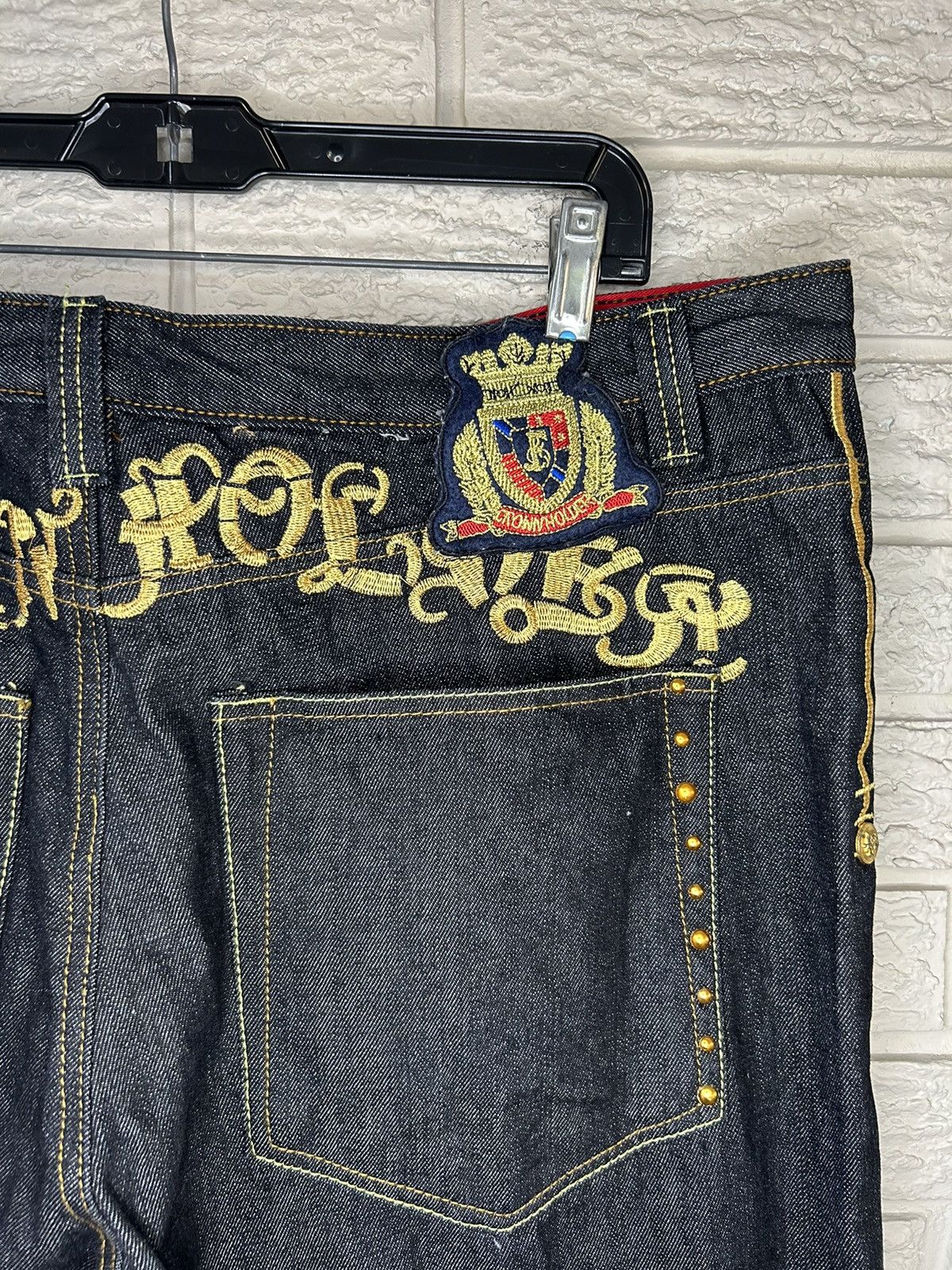 Japanese Brand Vintage Crown Holder Embroidered Studded Baggy Skater Jeans Size US 38 / EU 54 - 4 Thumbnail