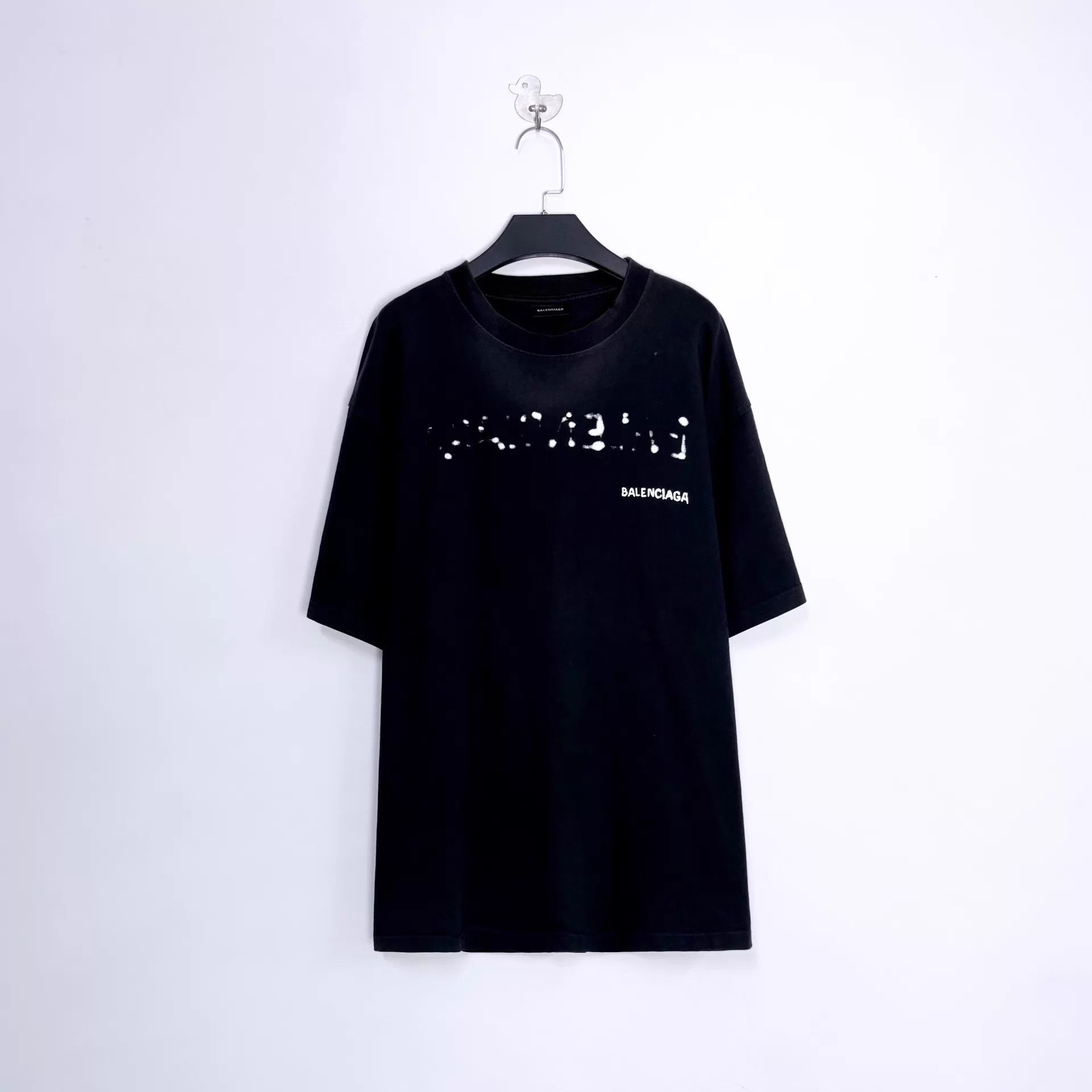 Balenciaga Balenciaga Black Washed Sprayed Faded Logo OS M Tee Size US M / EU 48-50 / 2 - 1 Thumbnail
