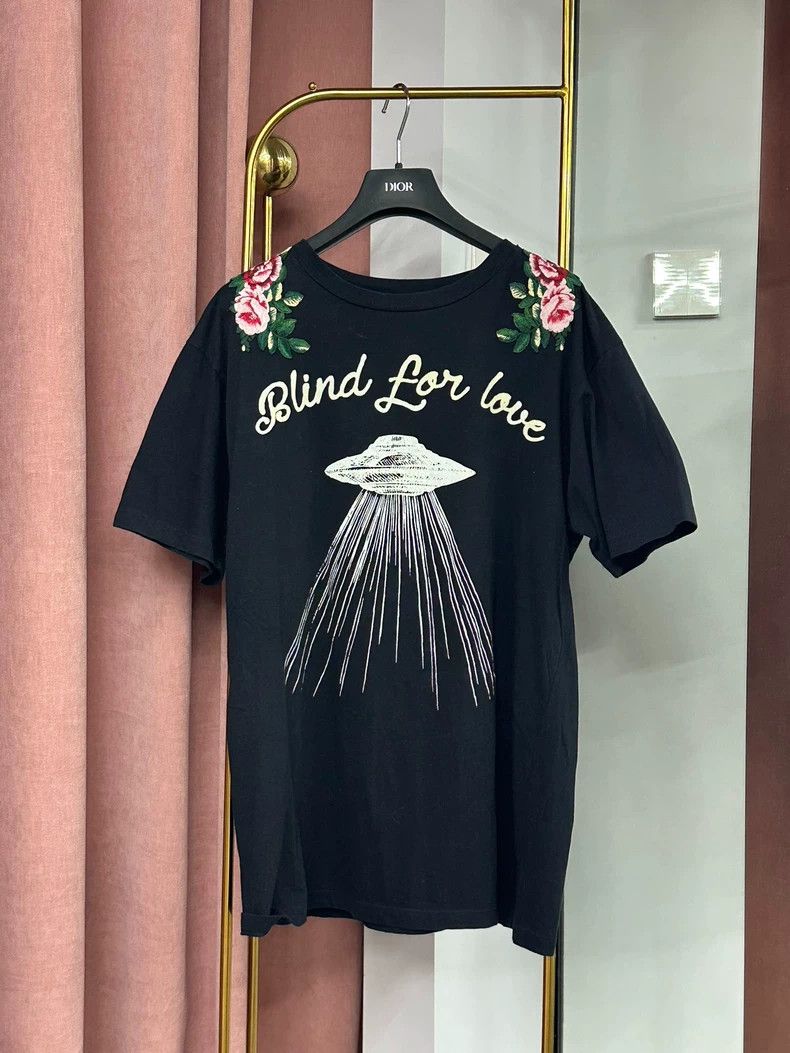 Gucci Gucci Black letter embroidery flying saucer T-shirt short Size M / US 6-8 / IT 42-44 - 1 Thumbnail