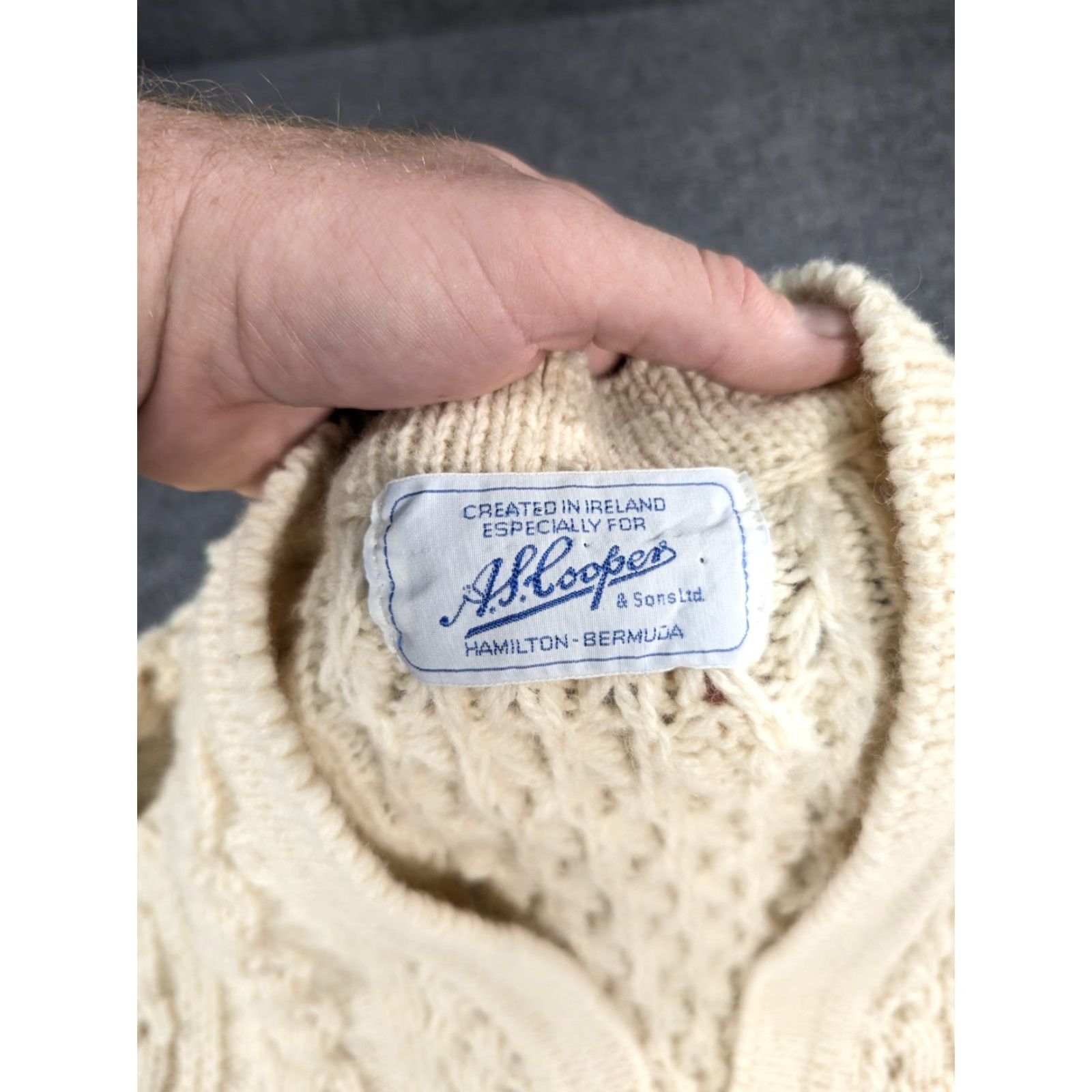 Vintage VTG 1960s Cable Knit Cardigan Fisherman A.S. Cooper Ireland Wool Size M Beige Size M / US 6-8 / IT 42-44 - 4 Thumbnail