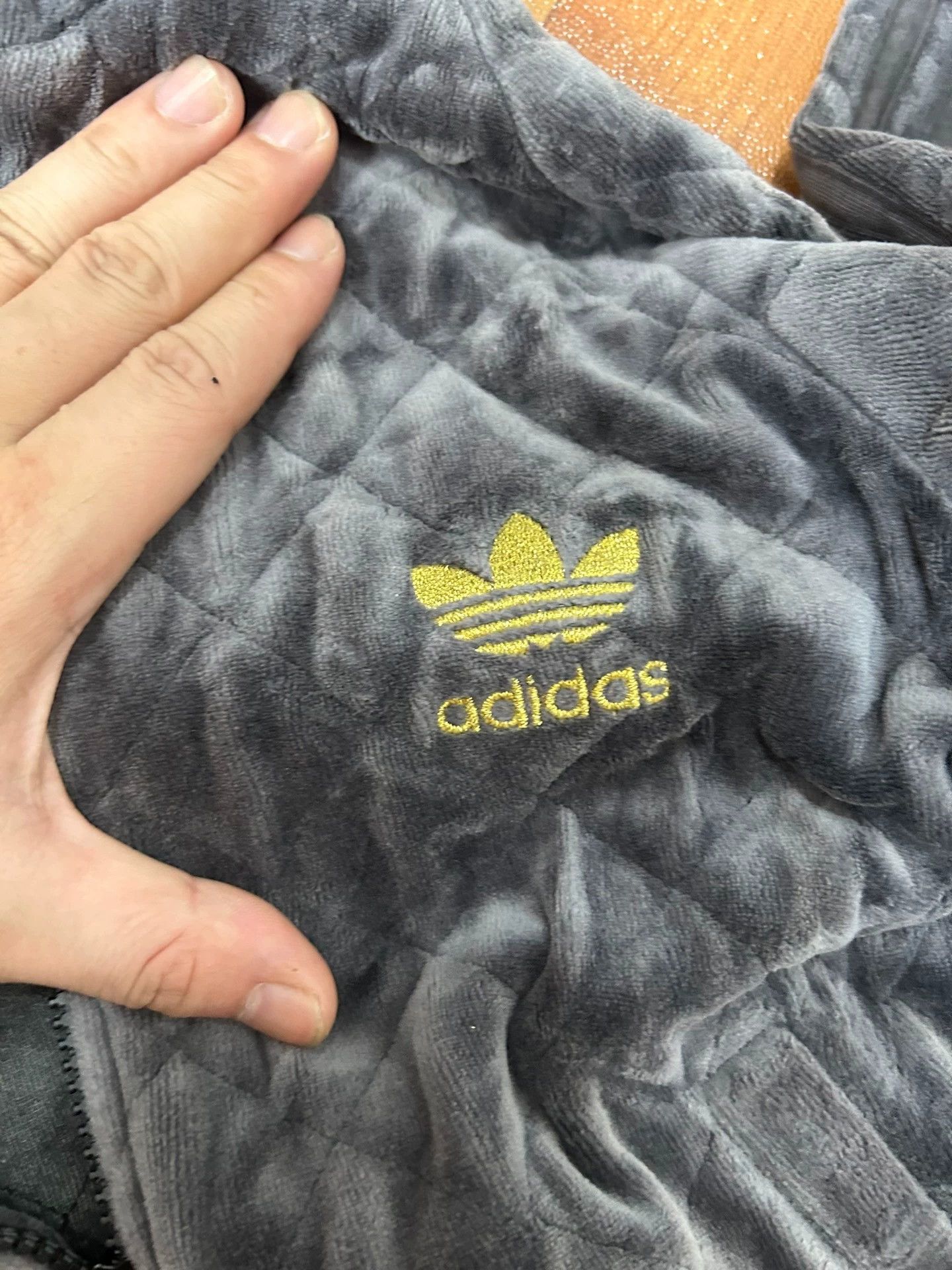 Adidas Women’s Authentic Vintage Adidas Gray Velour Track Jacket Size XS / US 0-2 / IT 36-38 - 2 Thumbnail