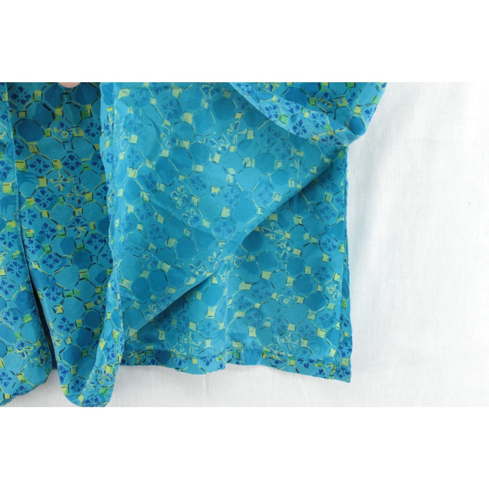 Worthington Worthington Blouse Womens Large Blue Green Silk Short Sleeve Y2K Shoulder Pads Shirt Womens L Blue Silk Short Sleeve Button-Up 90s Bohemian Preppy Size L / US 10 / IT 46 - 3 Thumbnail