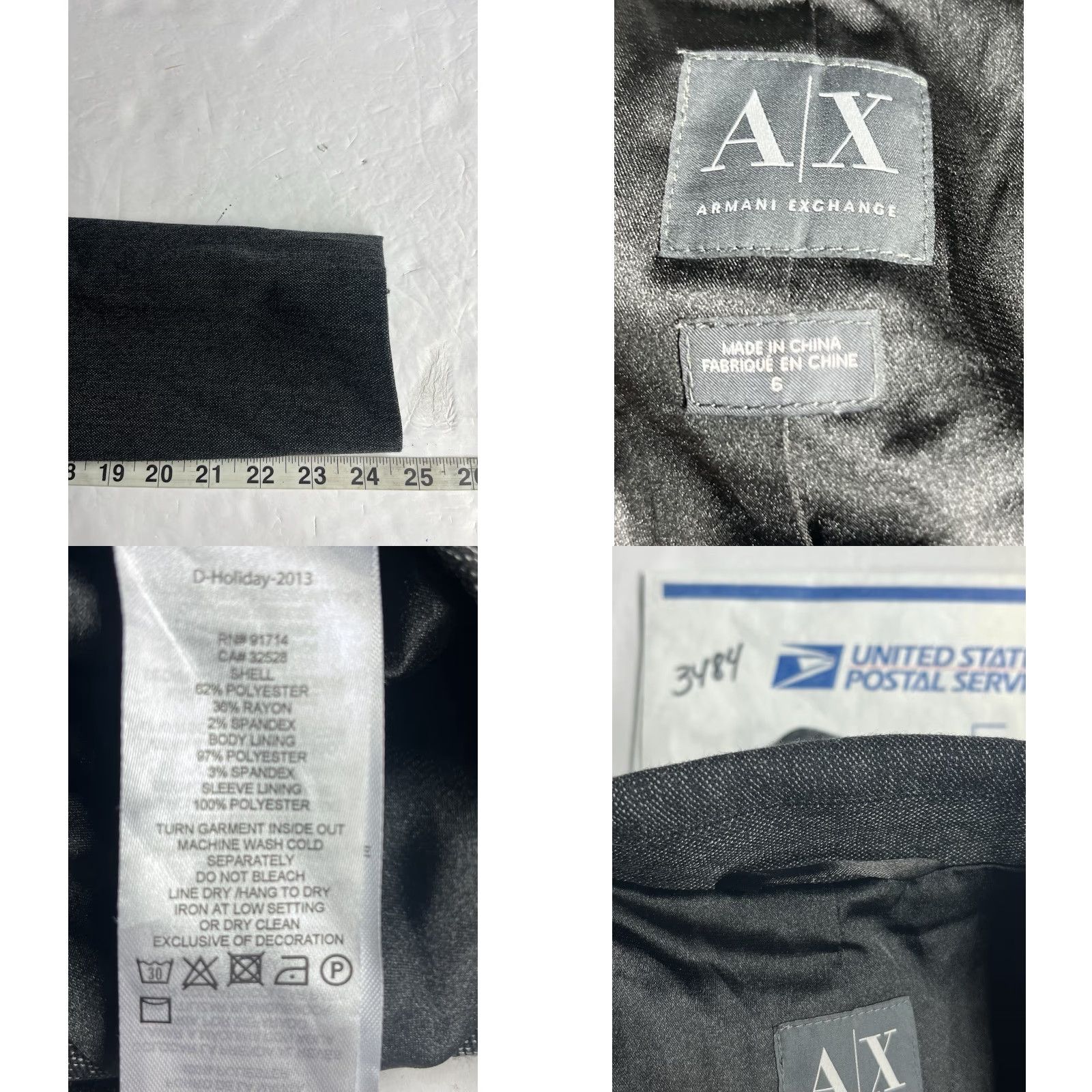 Armani Exchange Armani Exchange A/X Womens Dark Gray Cotton Blend Blazer 6 Size M / US 6-8 / IT 42-44 - 8 Thumbnail
