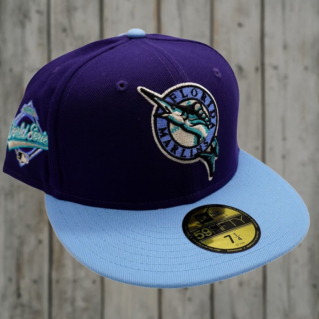 New Era New Era Florida Marlins Baseball Cap Mens 7 1/4 Purple Blue 1997 World Series 59FIFTY Size ONE SIZE - 1 Thumbnail