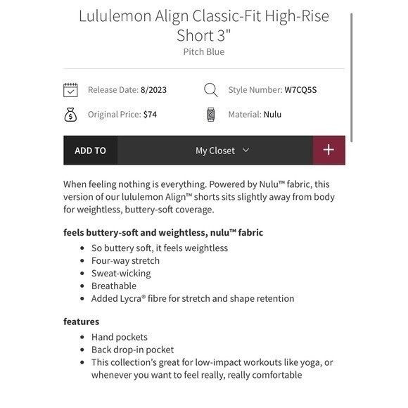 Lululemon Lululemon Align Shorts Pitch Blue – Size 4 | Excellent - 3" Size 27" / US 4 / IT 40 - 7 Thumbnail