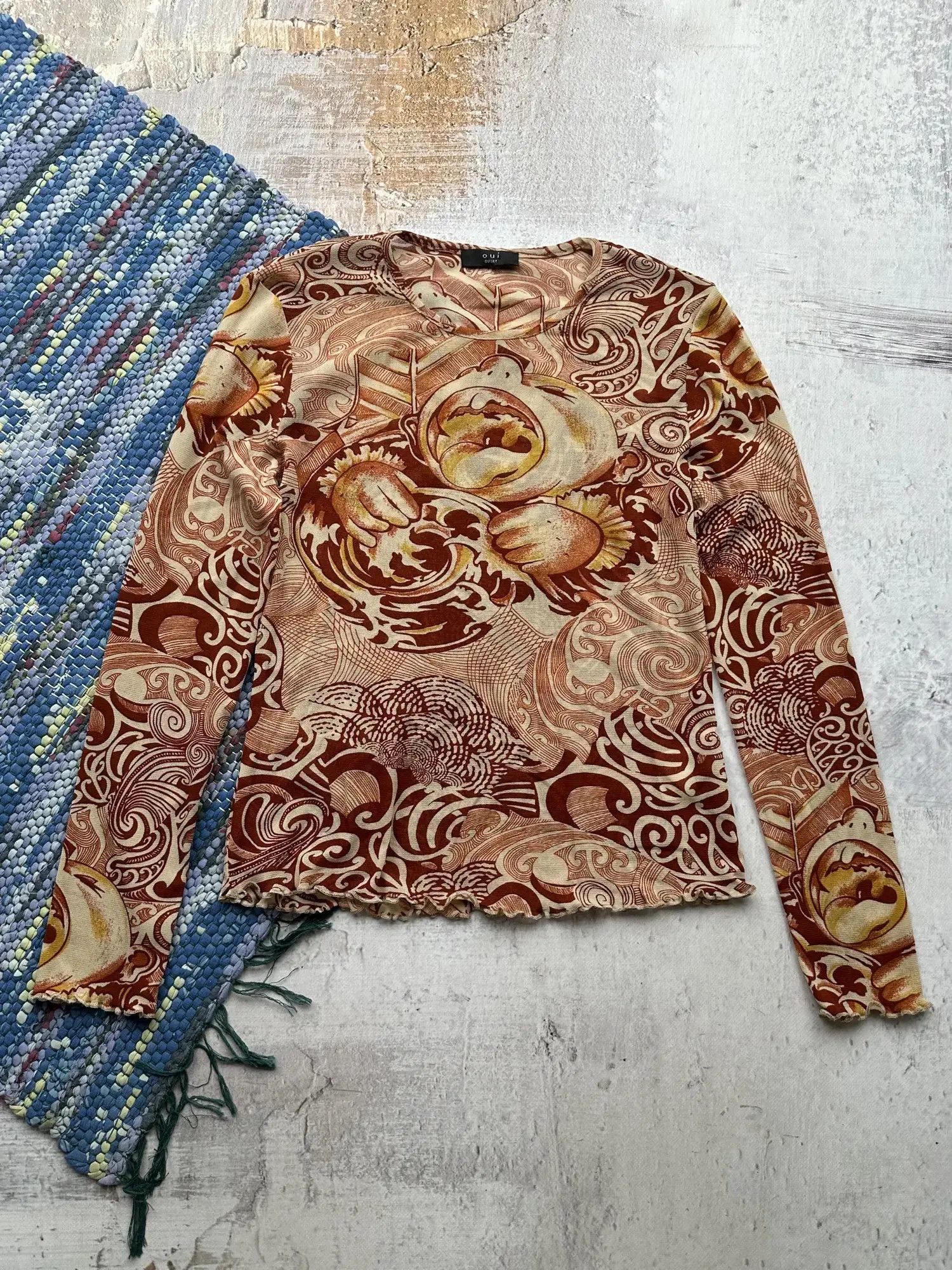 Japanese Brand Vintage Printed Mesh Long Sleeve A211(276) Size M / US 6-8 / IT 42-44 - 1 Thumbnail