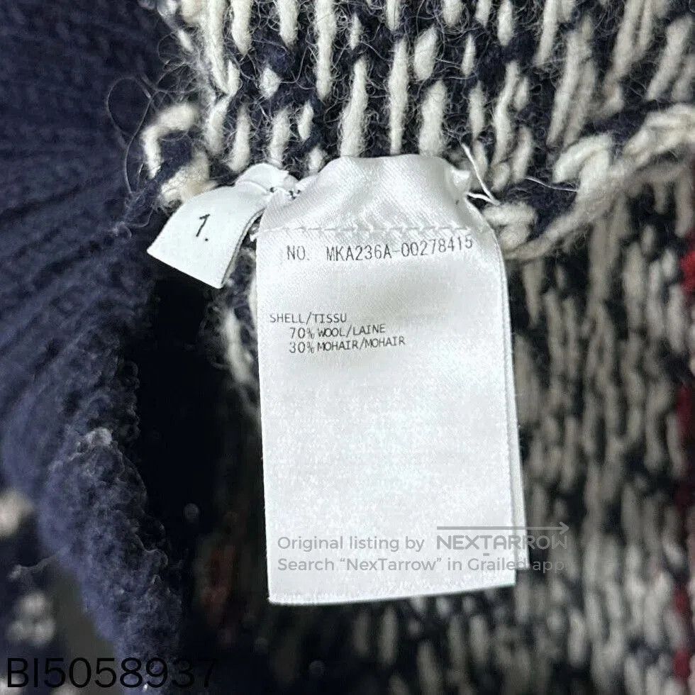 Thom Browne navy patterned long sleeve knit sweater. Size US M / EU 48-50 / 2 - 4 Thumbnail