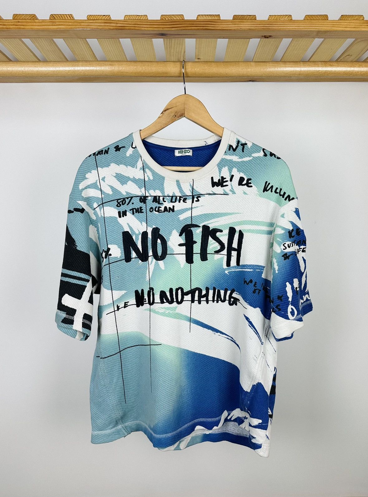 Kenzo Kenzo Graphic T-Shirt No Fish No Nothing Size US M / EU 48-50 / 2 - 1 Thumbnail