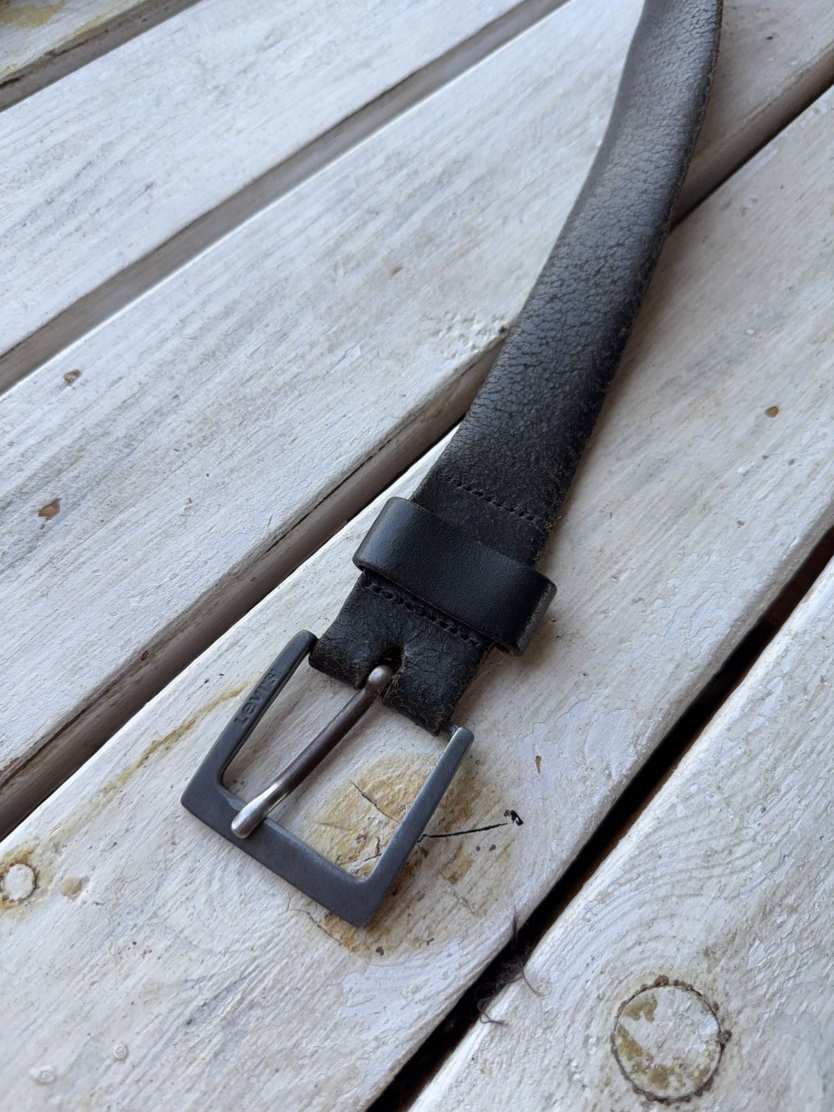 Levi's × Vintage Vintage Levi’s Brown Leather Belt with Logo Buckle Y2K Style Size ONE SIZE - 2 Thumbnail