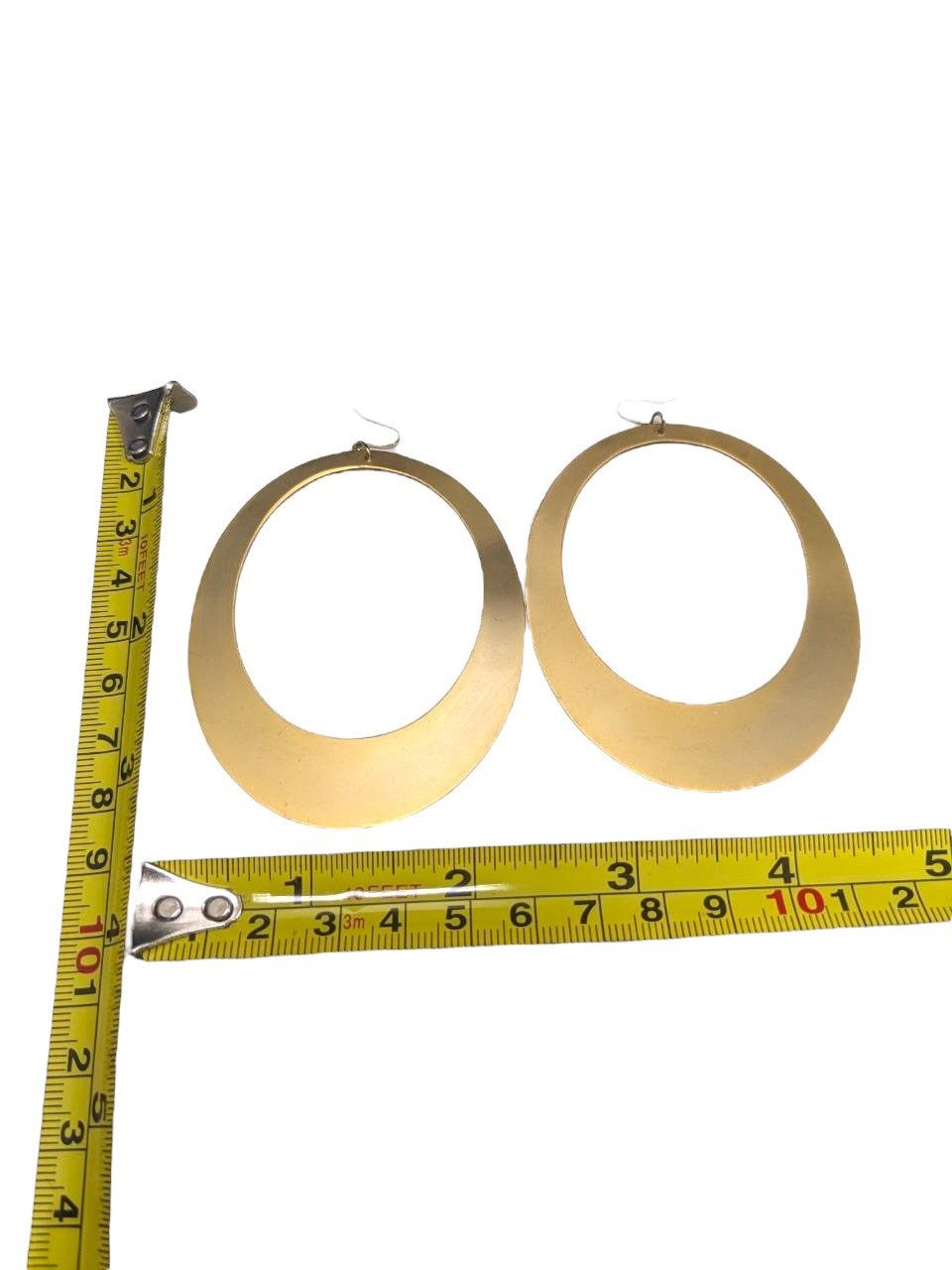 Vintage LARGE BRASS GOLD HOOP EARRING BY YLANG-YLANG COLLECTION Size ONE SIZE - 5 Thumbnail