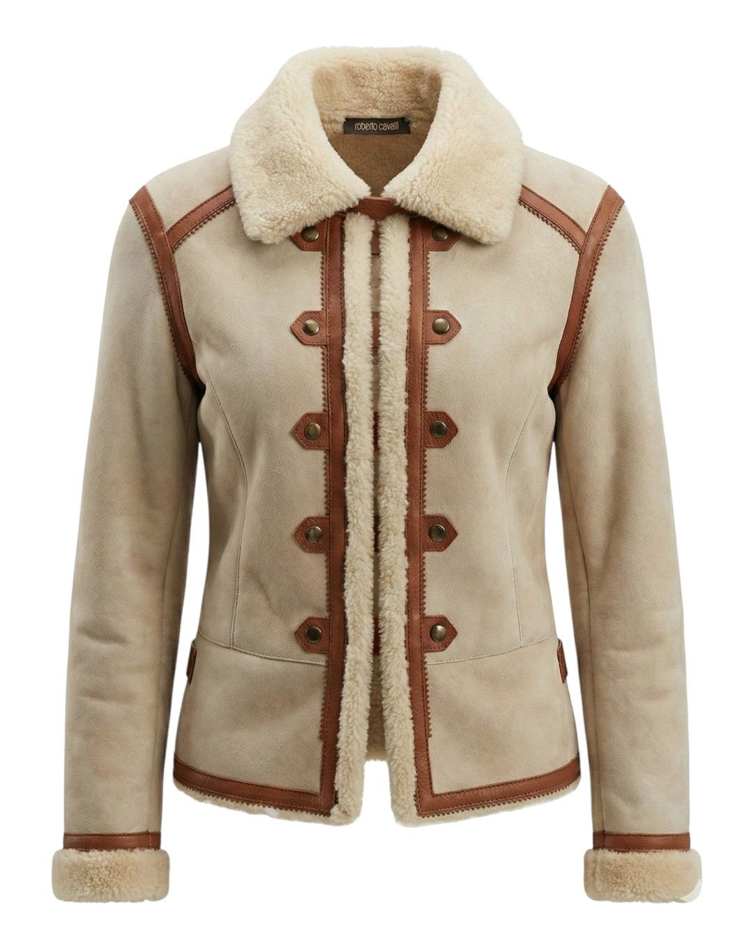 Roberto Cavalli NAPOLEON SHEARLING LEATHER JACKET Size S / US 4 / IT 40 - 1 Thumbnail