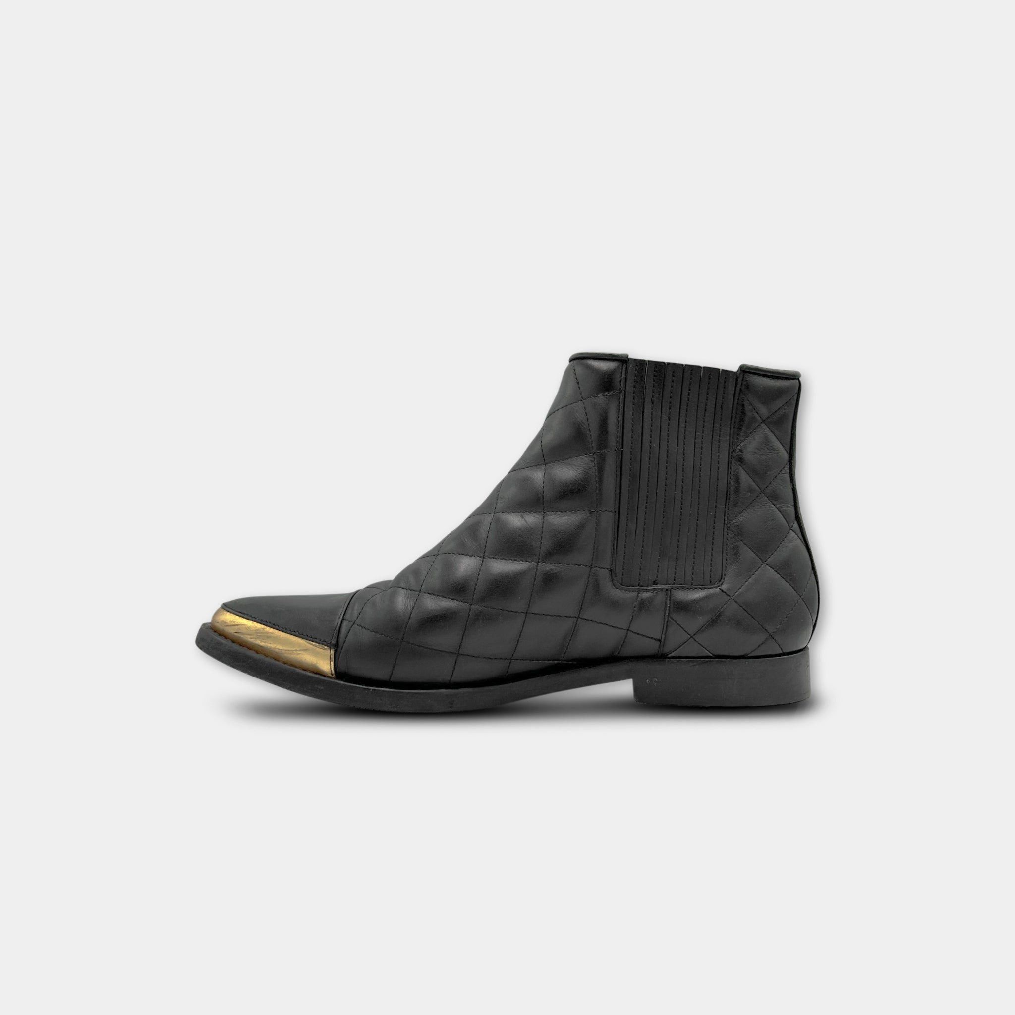 Balmain Balmain Quilted Leather Gold Toe-Cap Chelsea Boots Size US 9 / EU 42 - 3 Thumbnail