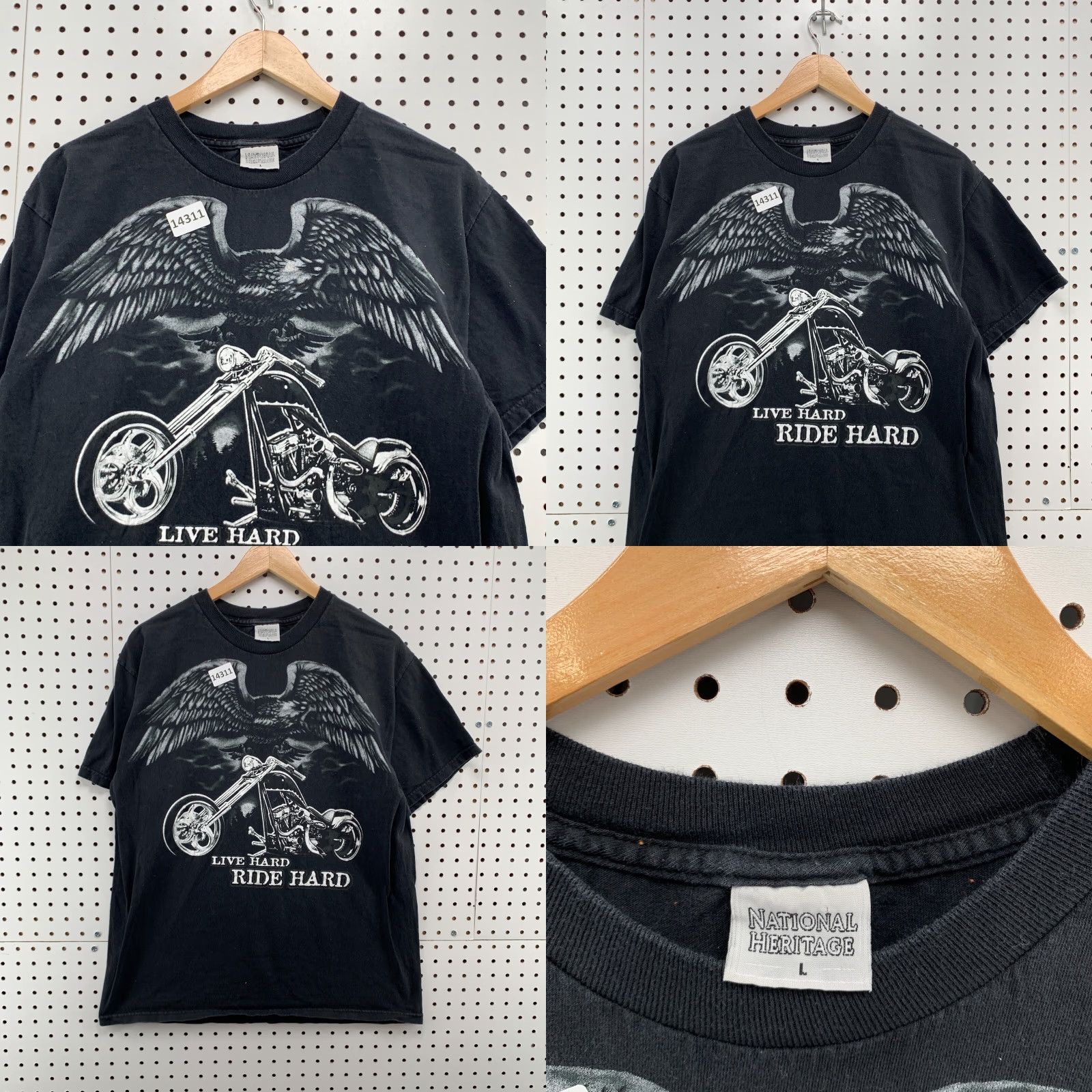 Vintage VINTAGE National Heritage Eagle Motorcycle Live Hard Ride Hard Black Short Sleeve Shirt Size US L / EU 52-54 / 3 - 8 Thumbnail