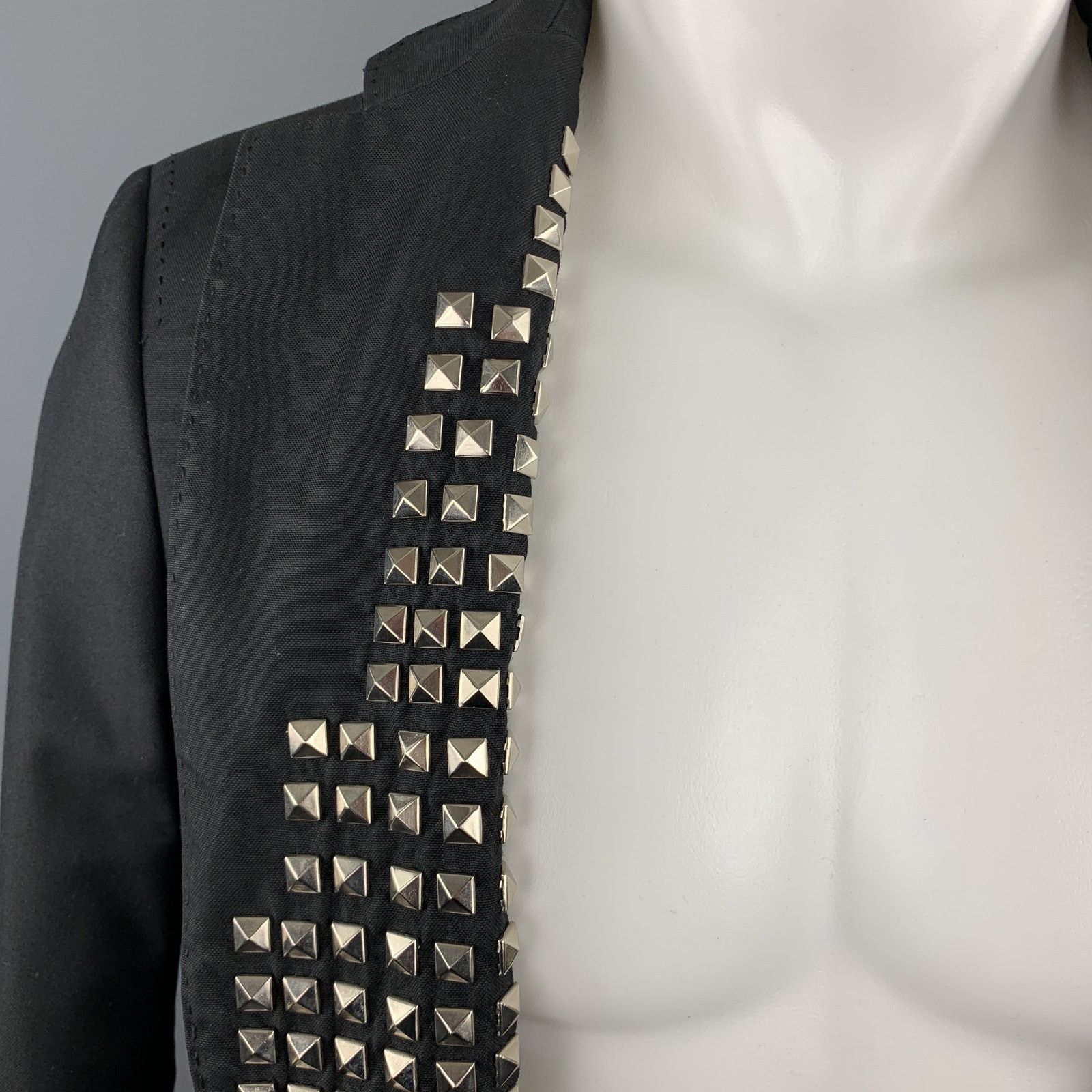 Dsquared2 Black Studded Cotton / Polyamide Notch Lapel Sport Coat Size 38R - 6 Thumbnail