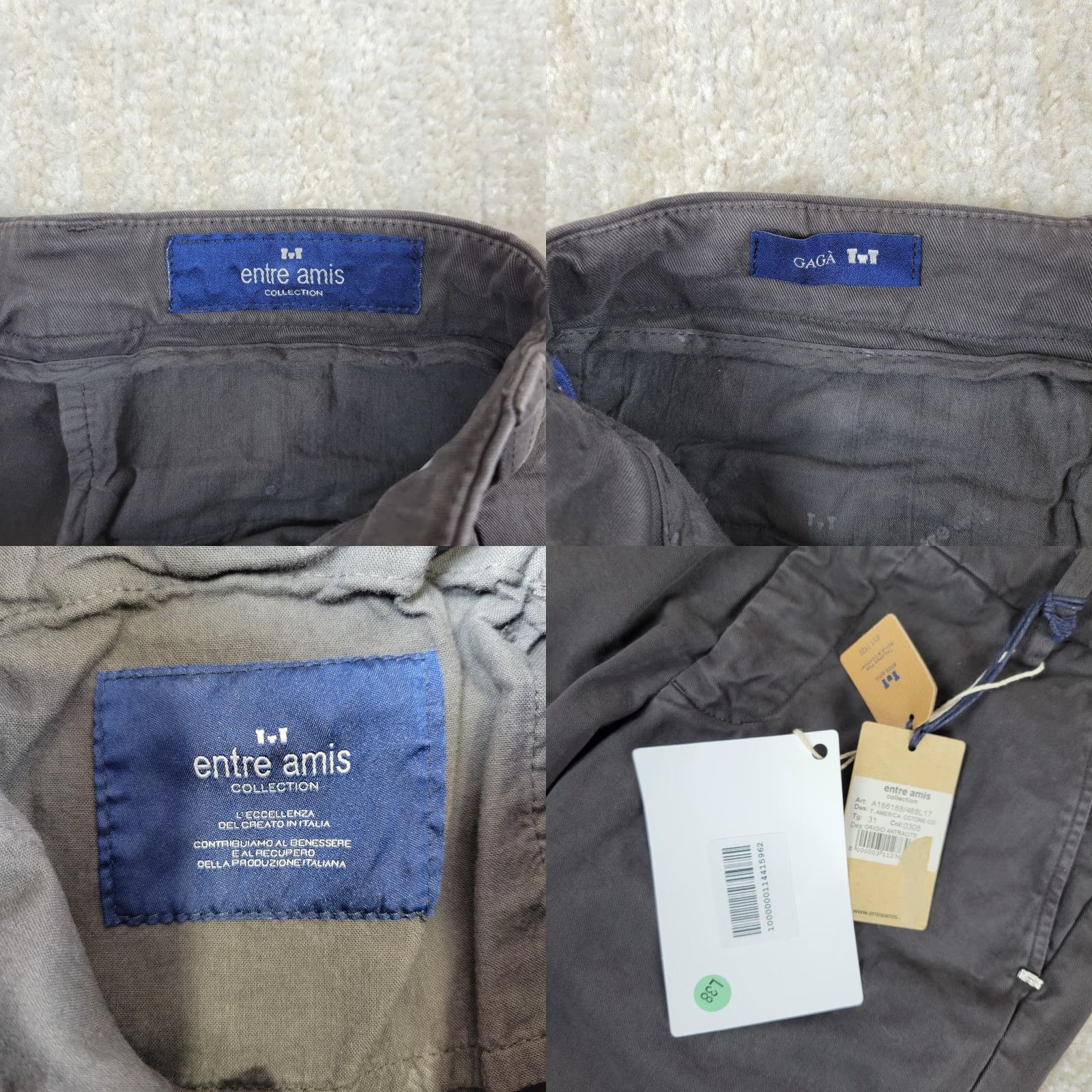 Vintage Entre Amis Men's Pants Slim Straight Chino 31x28 Gray Stretch Twill Cotton Trousers Vintage No Size US 31 - 8 Thumbnail