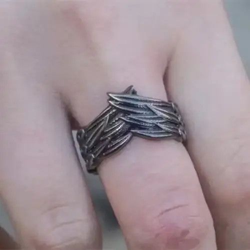 Jewelry × Ring Of Fire Vintage Unique Mens Feathers Ring Size ONE SIZE - 1 Thumbnail