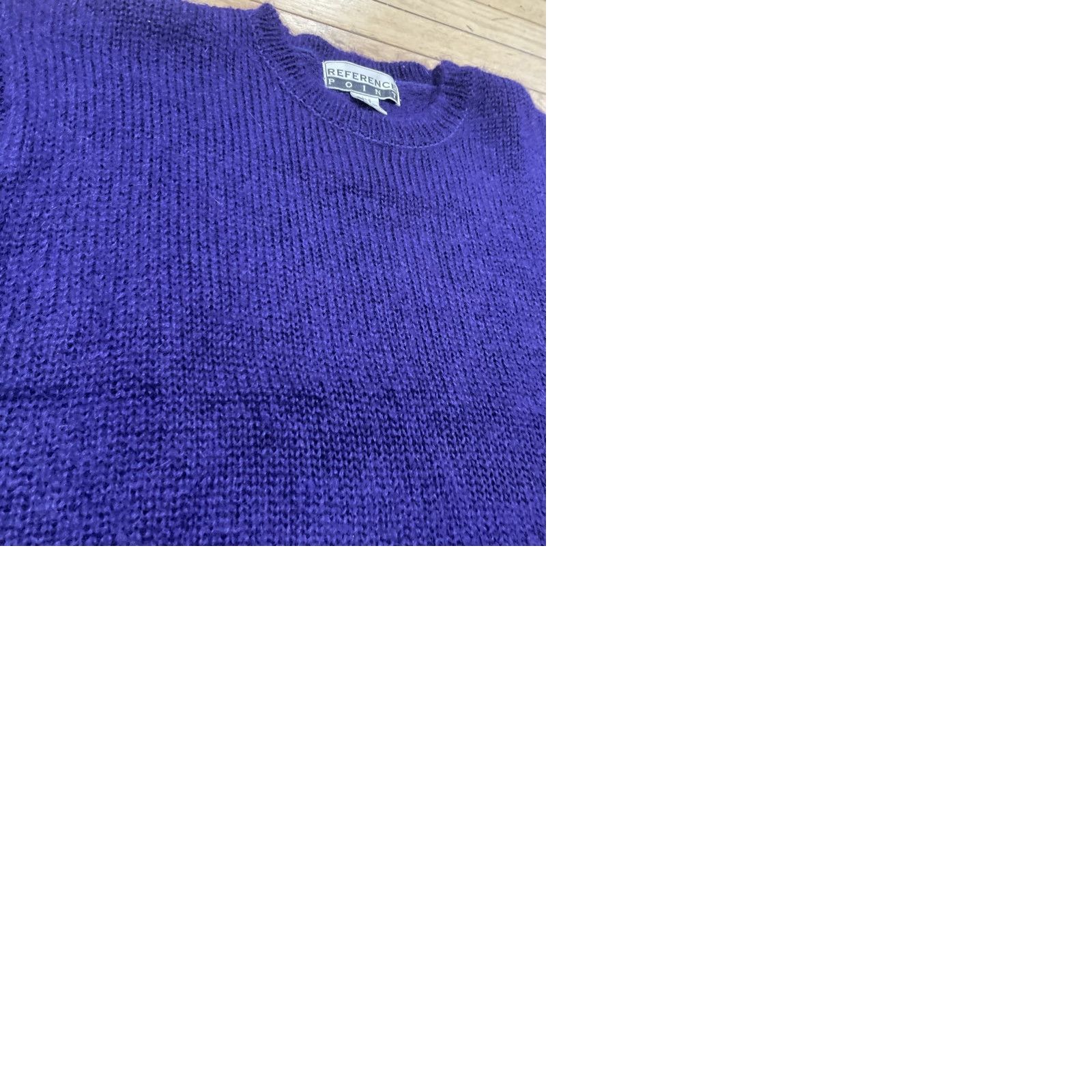 Vintage VINTAGE Reference Point Sweater Wool Mohair Women S Royal Purple 90s Crop Knit Pullover Long Sleeve V-Neck Button Sheep? (Wait) Size S / US 4 / IT 40 - 12 Thumbnail