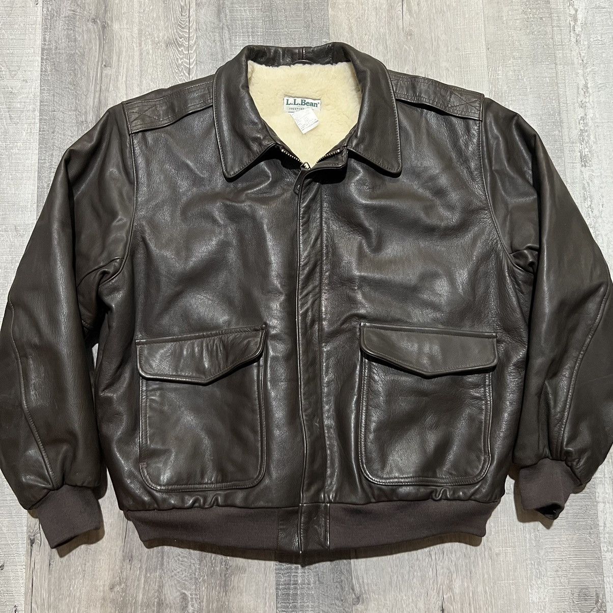 Vintage LL BEAN hotsell Goatskin Leather Flight Bomber Brown Jacket Men's Sz 2XL