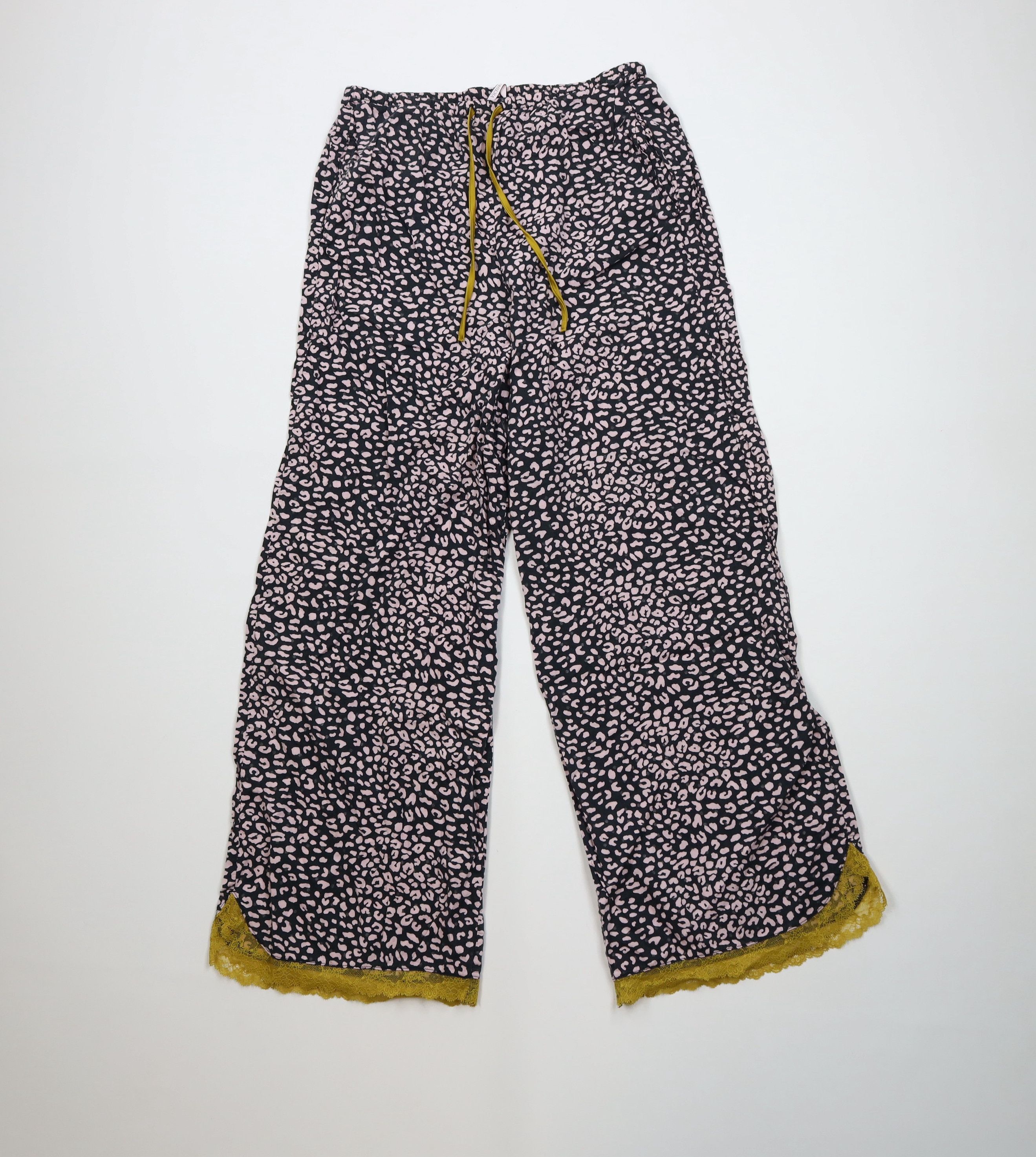Vintage Victorias Secret Leopard Lace Trim Wide Leg Pajama Pants Size 28" / US 6 / IT 42 - 1 Thumbnail