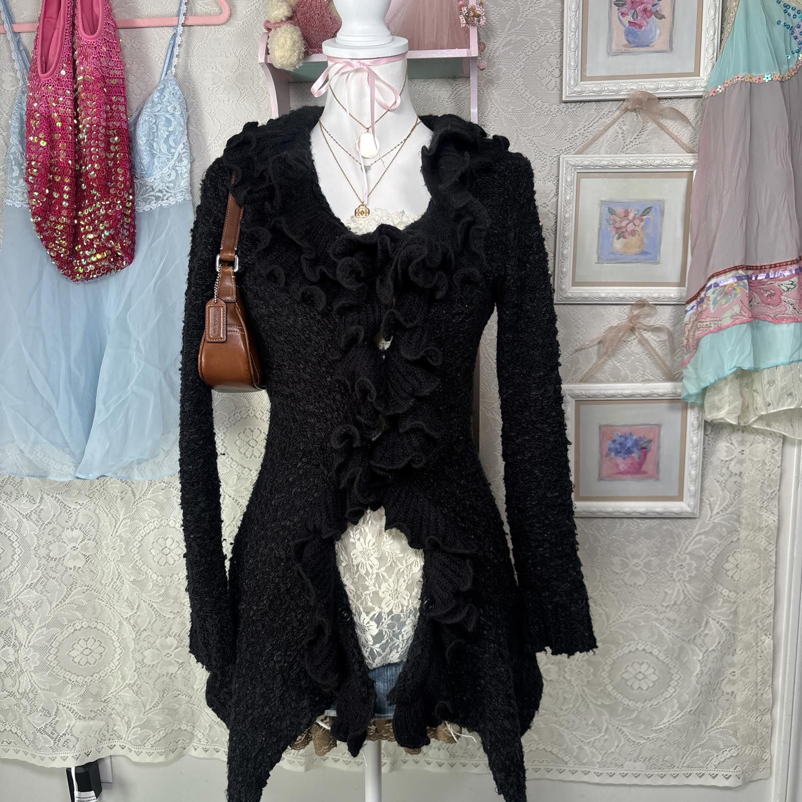 Sonia Rykiel vintage cozy wool ruffle cardigan with snatched vibe Size M / US 6-8 / IT 42-44 - 3 Thumbnail
