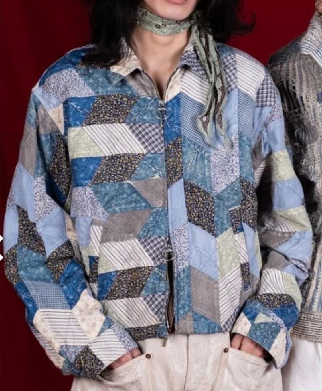 Kapital Kapital Yabane Cropped Quilted Patchwork Cotton Linen Jacket Size US L / EU 52-54 / 3 - 7 Thumbnail