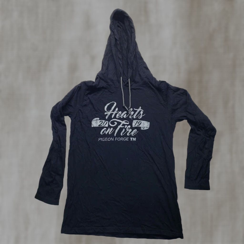 Vintage Hearts on Fire Hoodie Sweater Unisex Adults S Gray Lightweight Cotton Small 90s? Size US S / EU 44-46 / 1 - 1 Thumbnail
