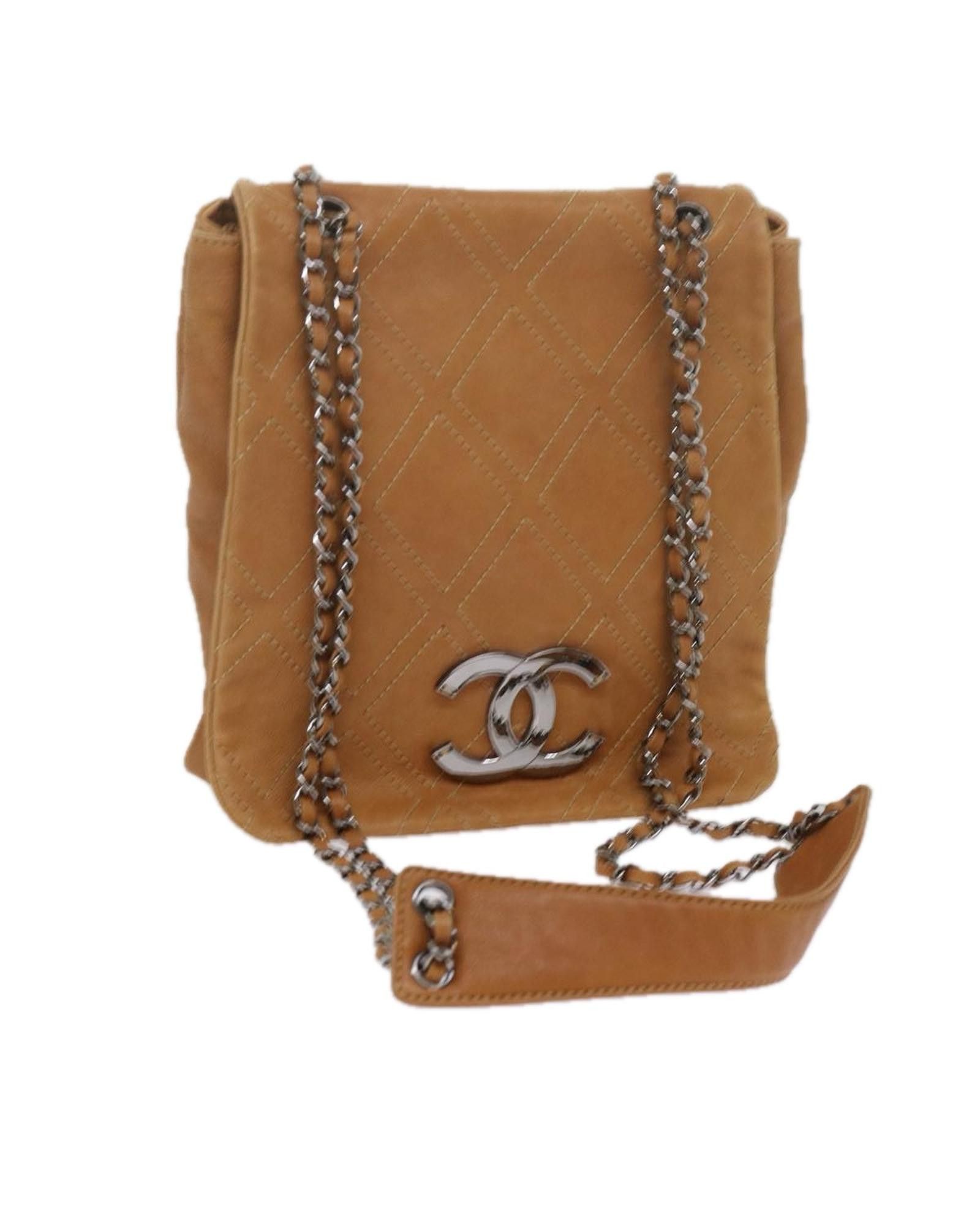 image of Chanel Luxurious Brown Leather Shoulder Bag, Women's