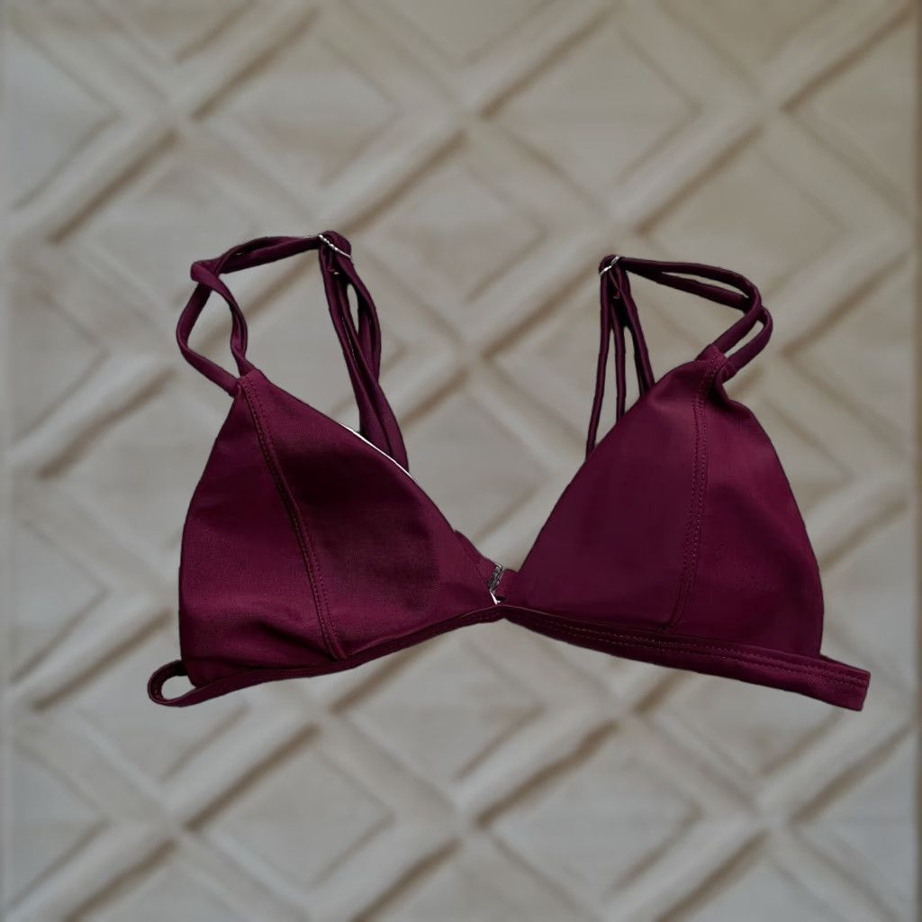Triangl Unbranded Swimwear Bikini Top Women S Red Maroon Triangle Adjustable Strap Beach Top Size S / US 4 / IT 40 - 1 Thumbnail