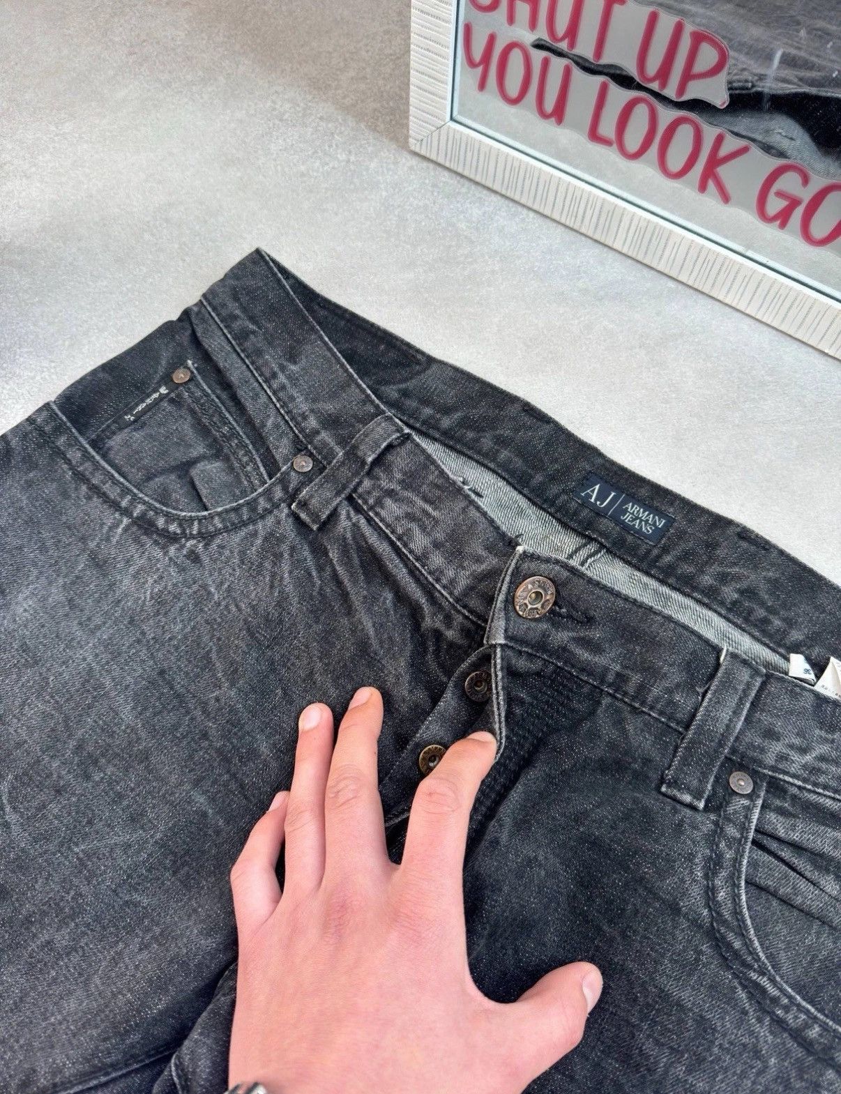 Armani Armani Jeans Vintage Metal Logo Y2K Jeans Gray Pants Men’s Size US 36 / EU 52 - 6 Thumbnail