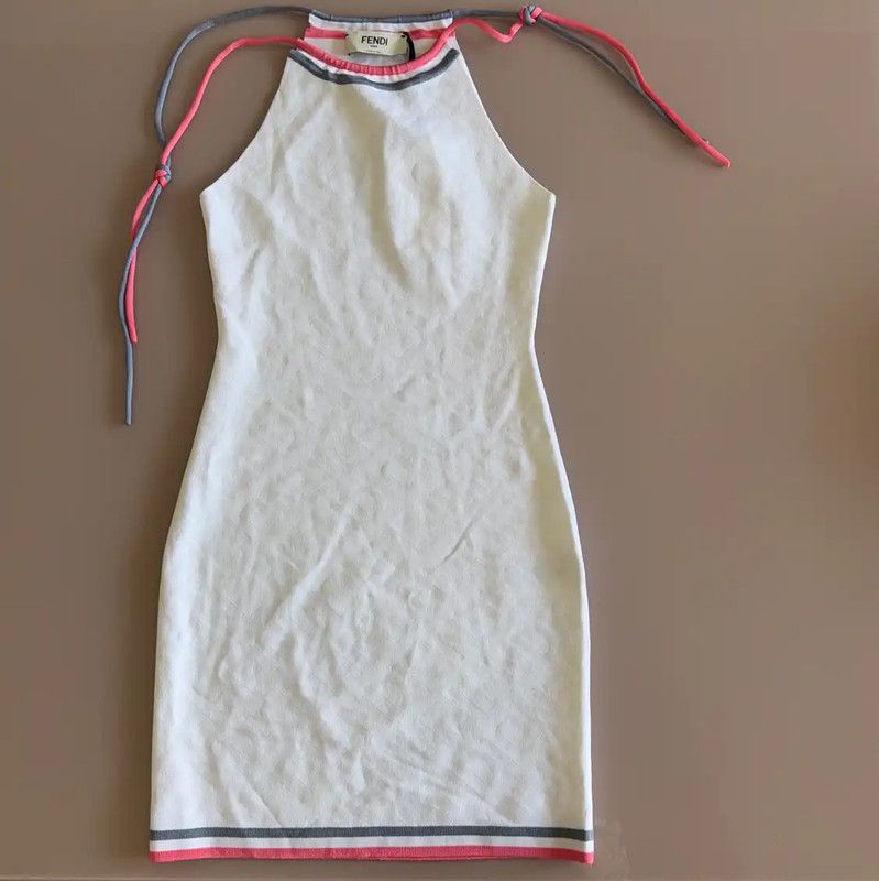 Fendi Fendi Sleeveless Knit Dress in White 0089 Size XS / US 0-2 / IT 36-38 - 1 Thumbnail