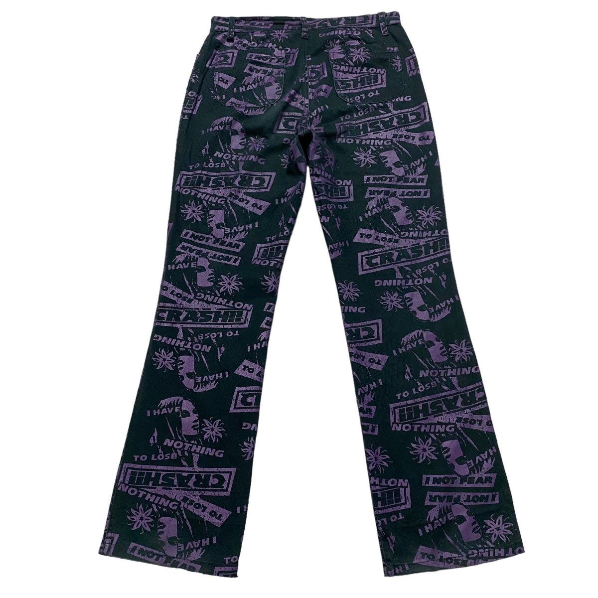 Hysteric Glamour 'Rimsby Field Crash' Nothing To Lose Graphic Flare Pants Size 29" - 2 Thumbnail