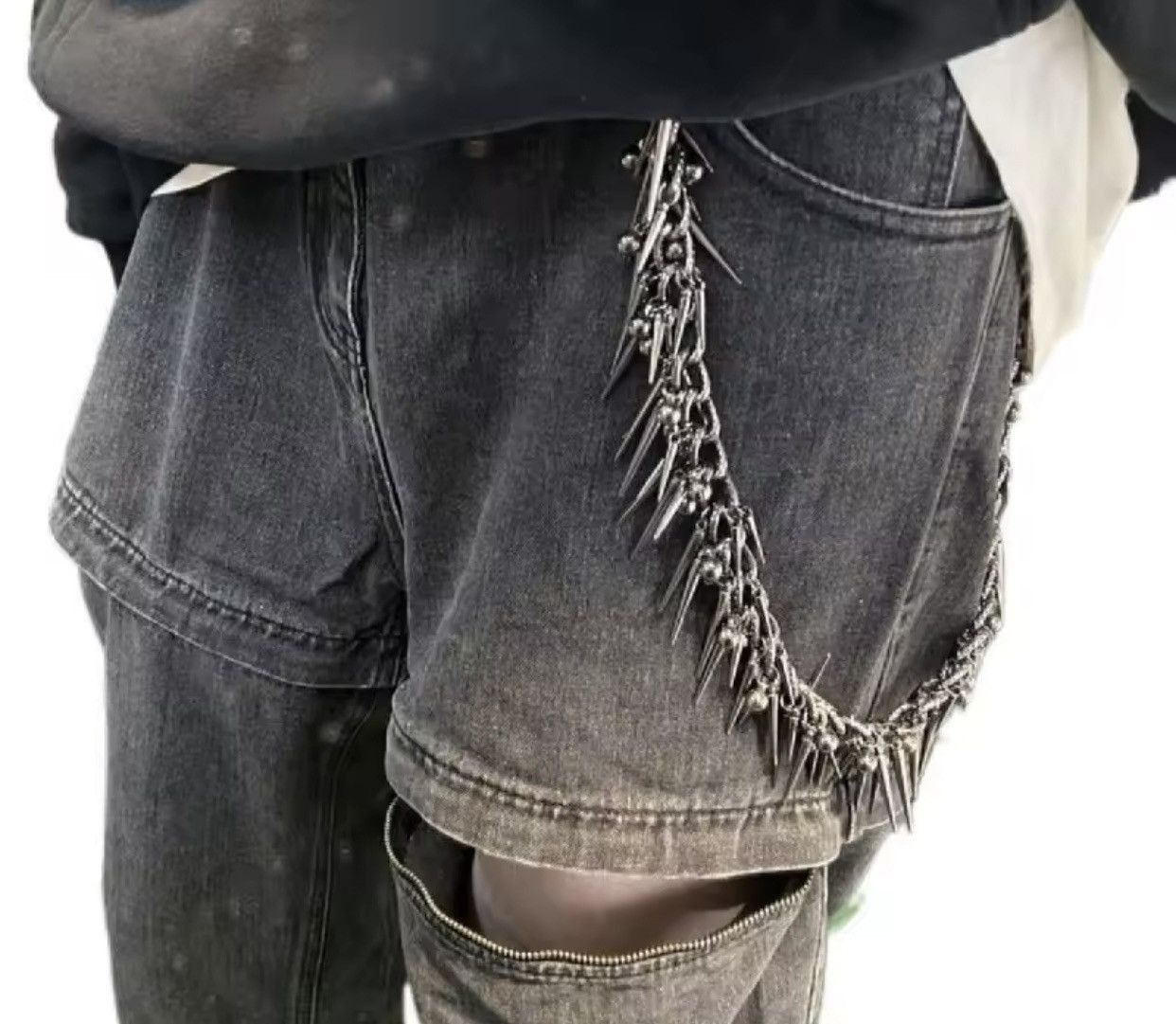 Japanese Brand Retro streetwear punk rivet spike pants pocket chain Size ONE SIZE - 1 Thumbnail