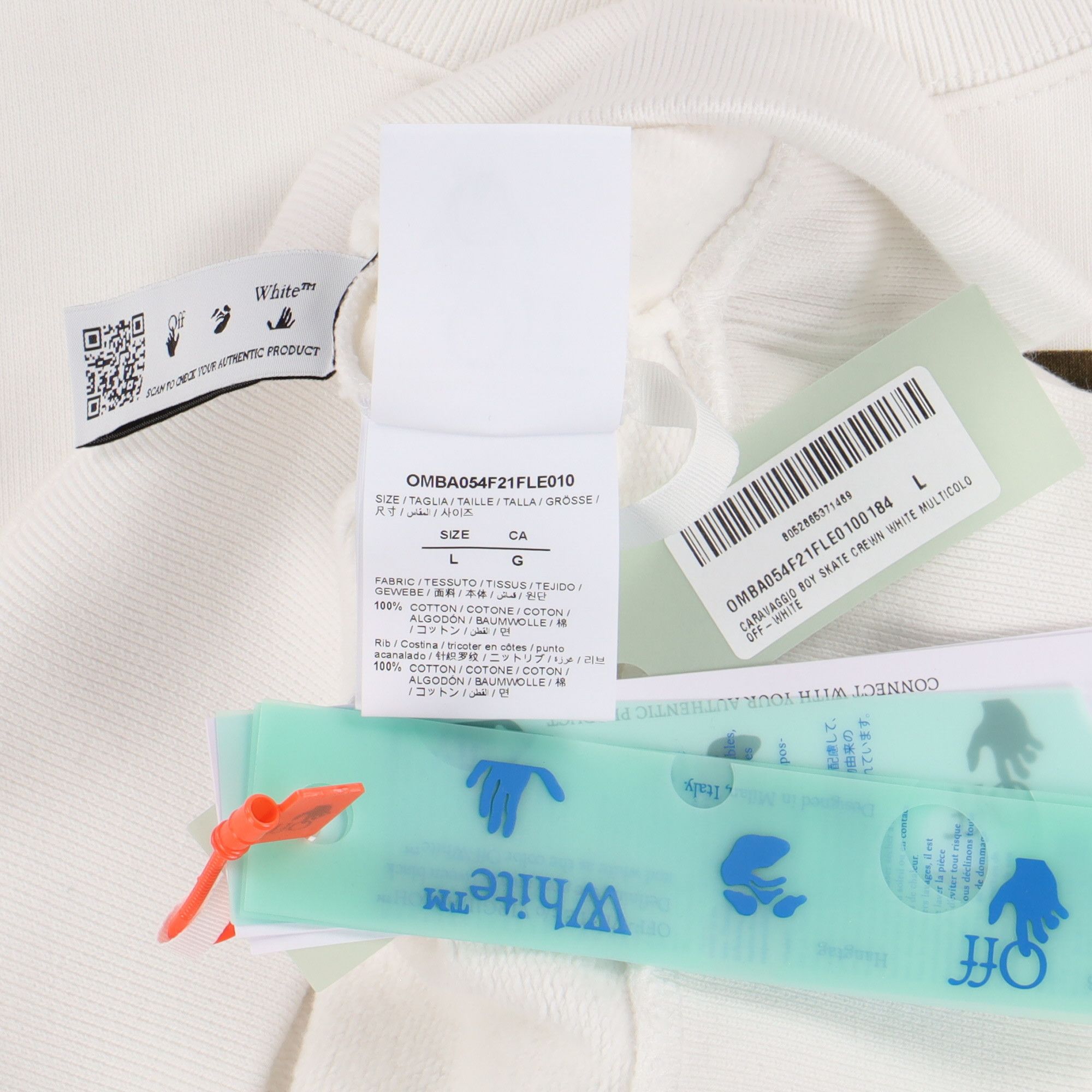 Off-White White Caravaggio Boy Oversized Skate Sweatshirt Size US L / EU 52-54 / 3 - 6 Thumbnail