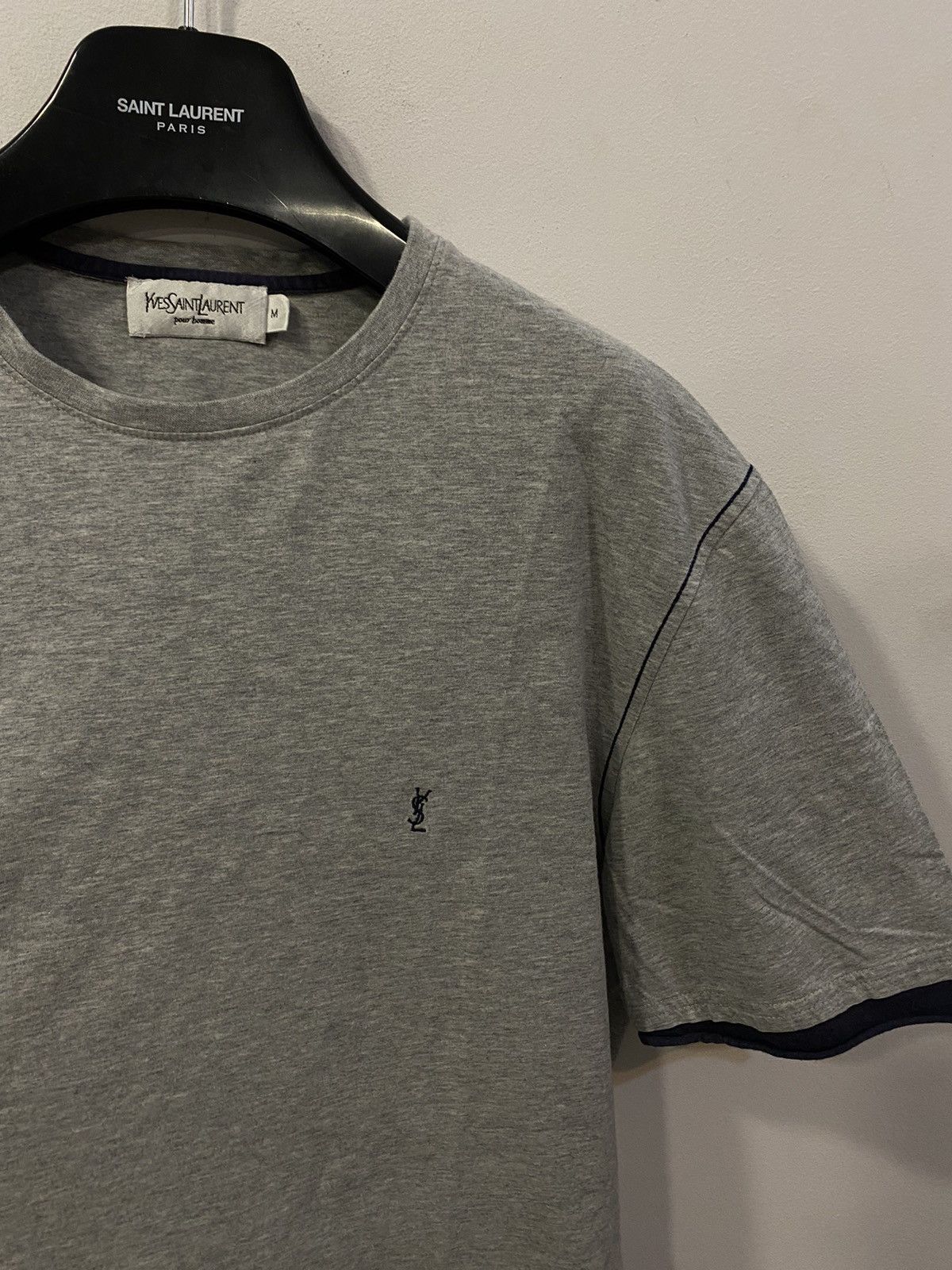 image of YVES Saint Laurent Grey YSL T-Shirt Double Layer, Men's (Size Medium)