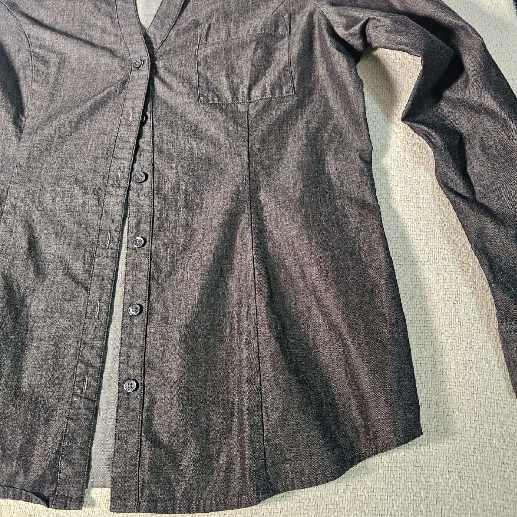 Express VINTAGE Express Women’s Black Cotton Button-Up Collared Shirt Long Sleeve Size L Business Formal Size L / US 10 / IT 46 - 3 Thumbnail