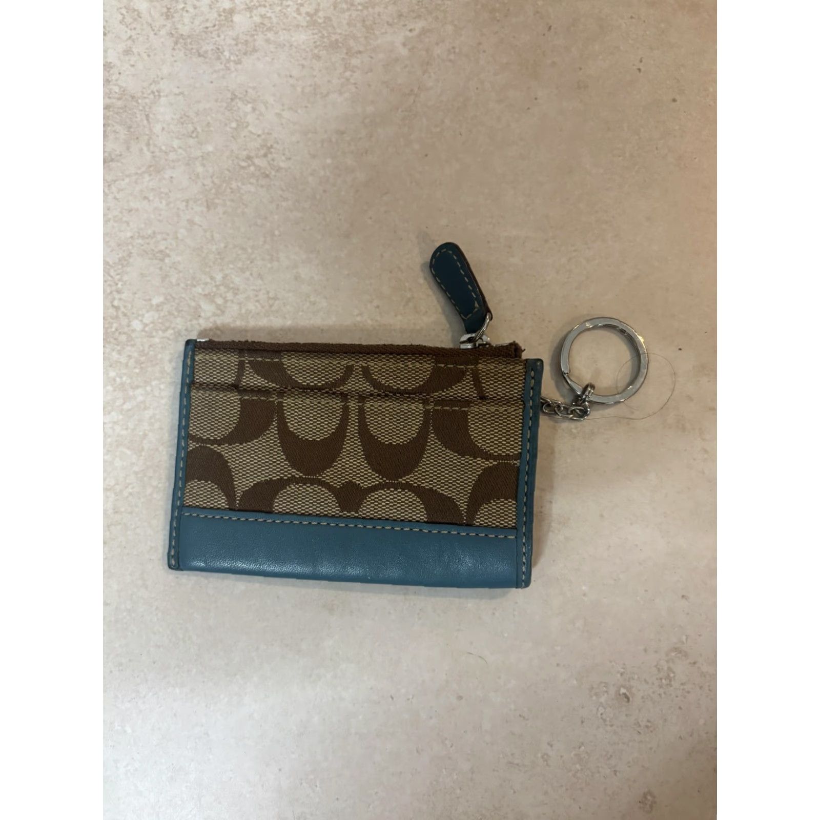 Coach Coach Signature C Canvas Key Ring Card Case Wallet Womens Brown Zip Coin Wallet Size ONE SIZE - 3 Thumbnail