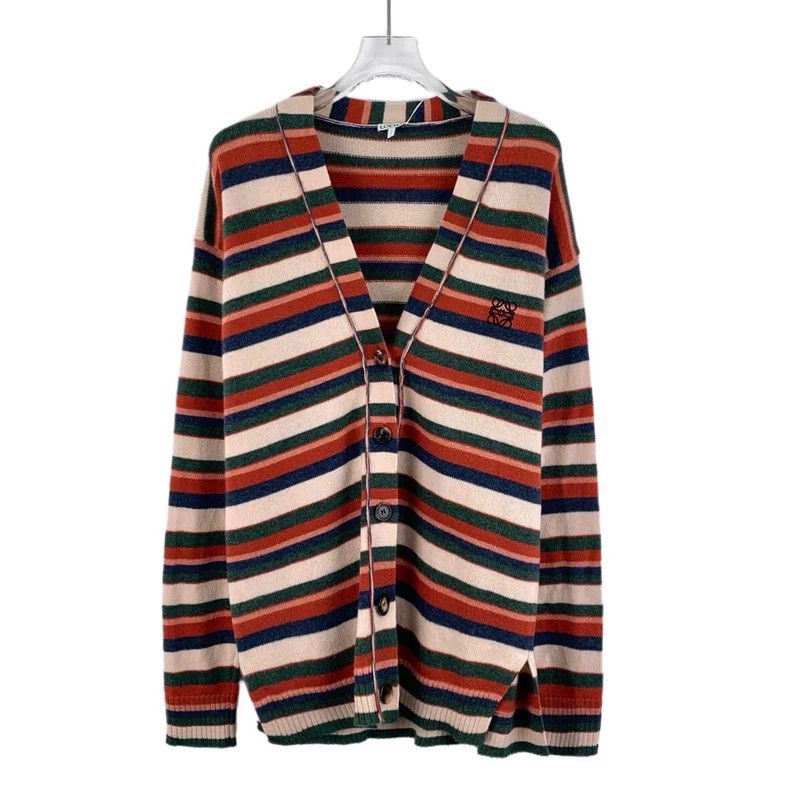 Loewe Loewe Striped Logo Wool Cardigan Coat Size US M / EU 48-50 / 2 - 1 Thumbnail