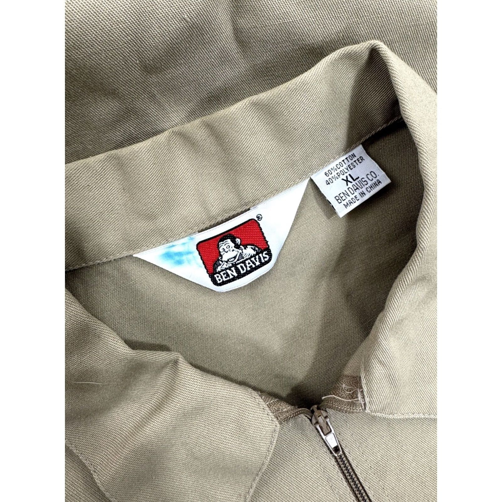 Ben Davis BEN DAVIS Zip Collar Embroidered Logo XL Work Mechanic Shirt Mens Short Sleeve Button-Up Light Brown Size US XL / EU 56 / 4 - 4 Thumbnail