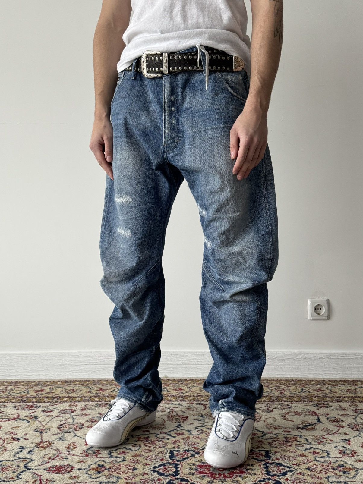 G-Star G-Star RAW Arc Loose Tapered Distressed Faded Jeans Pants Size US 36 / EU 52 - 3 Thumbnail