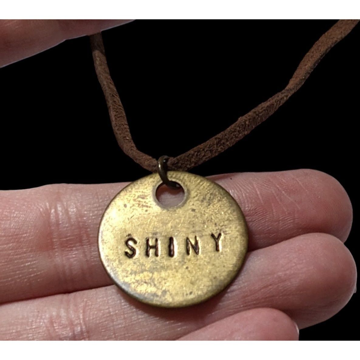 Other Handmade Gold Shiny Stamped Pendant Necklace Size ONE SIZE - 1 Thumbnail