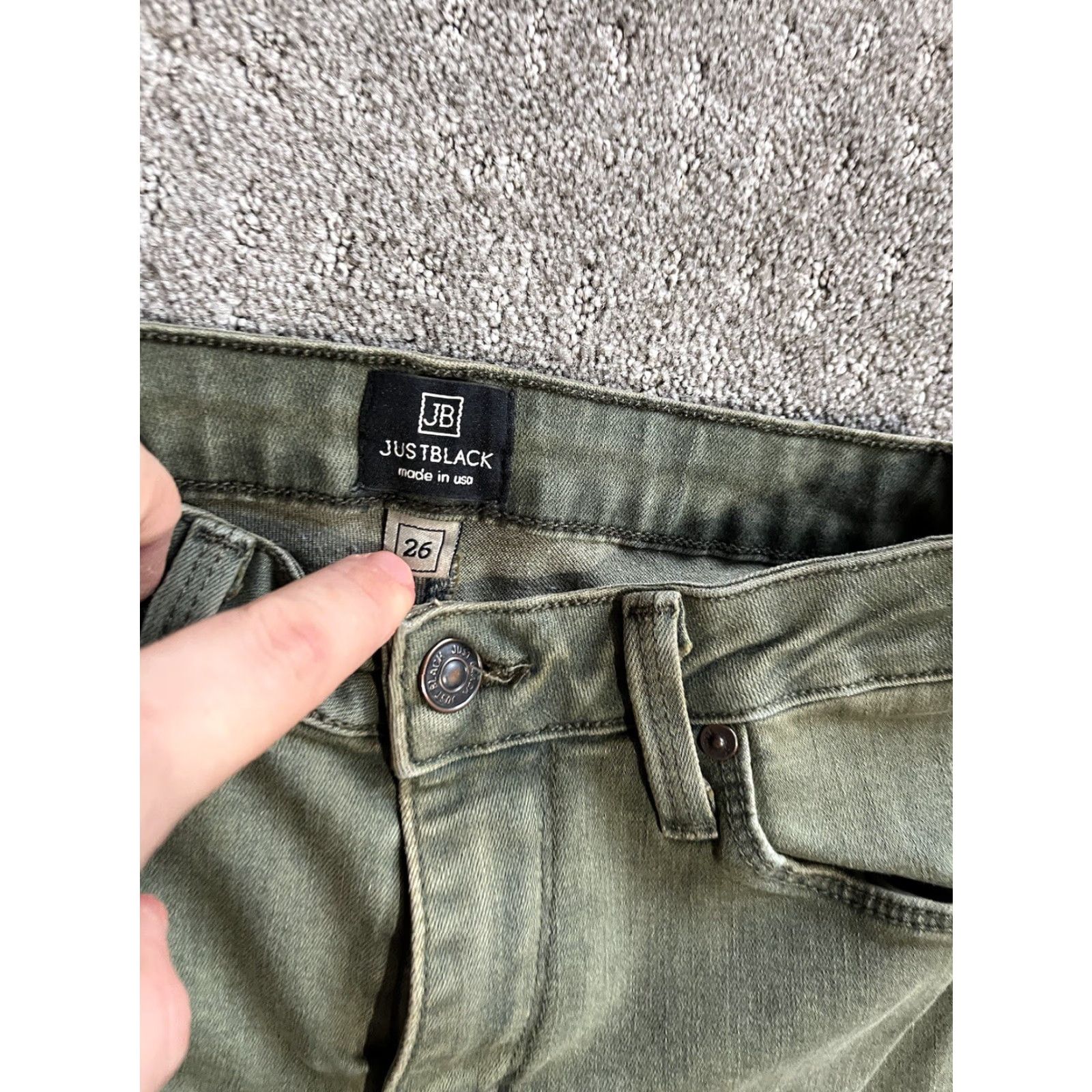 Vintage JUST BLACK Jeans Women's 26 Olive Green Cotton Stretch Skinny Denim Made in USA Jeans Size 26" / US 2 / IT 38 - 5 Thumbnail