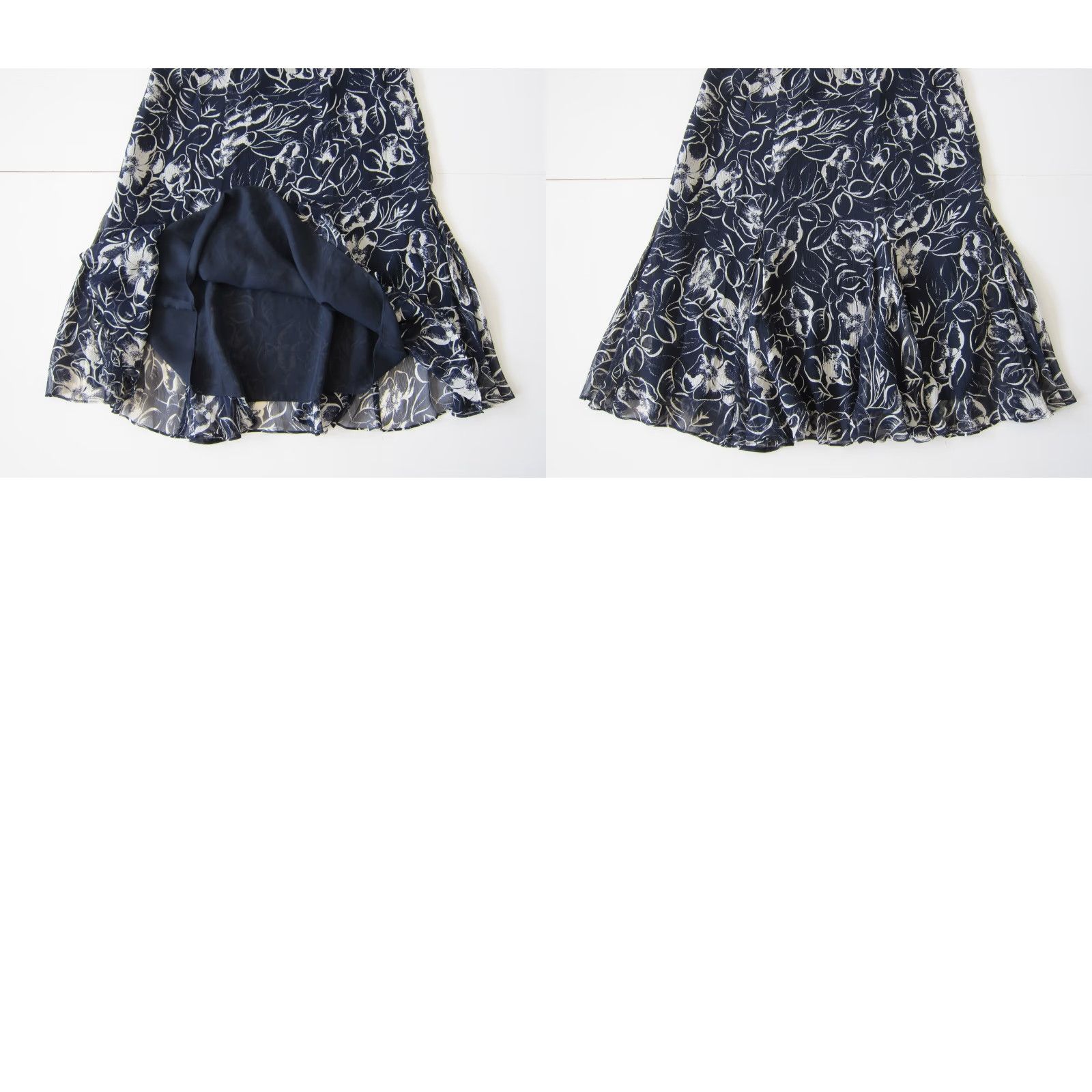 Ralph Lauren Ralph Lauren 100% Silk Black Ivory Floral Long Maxi A-Line Skirt Women 12P Size 34" / US 12 / IT 48 - 8 Thumbnail