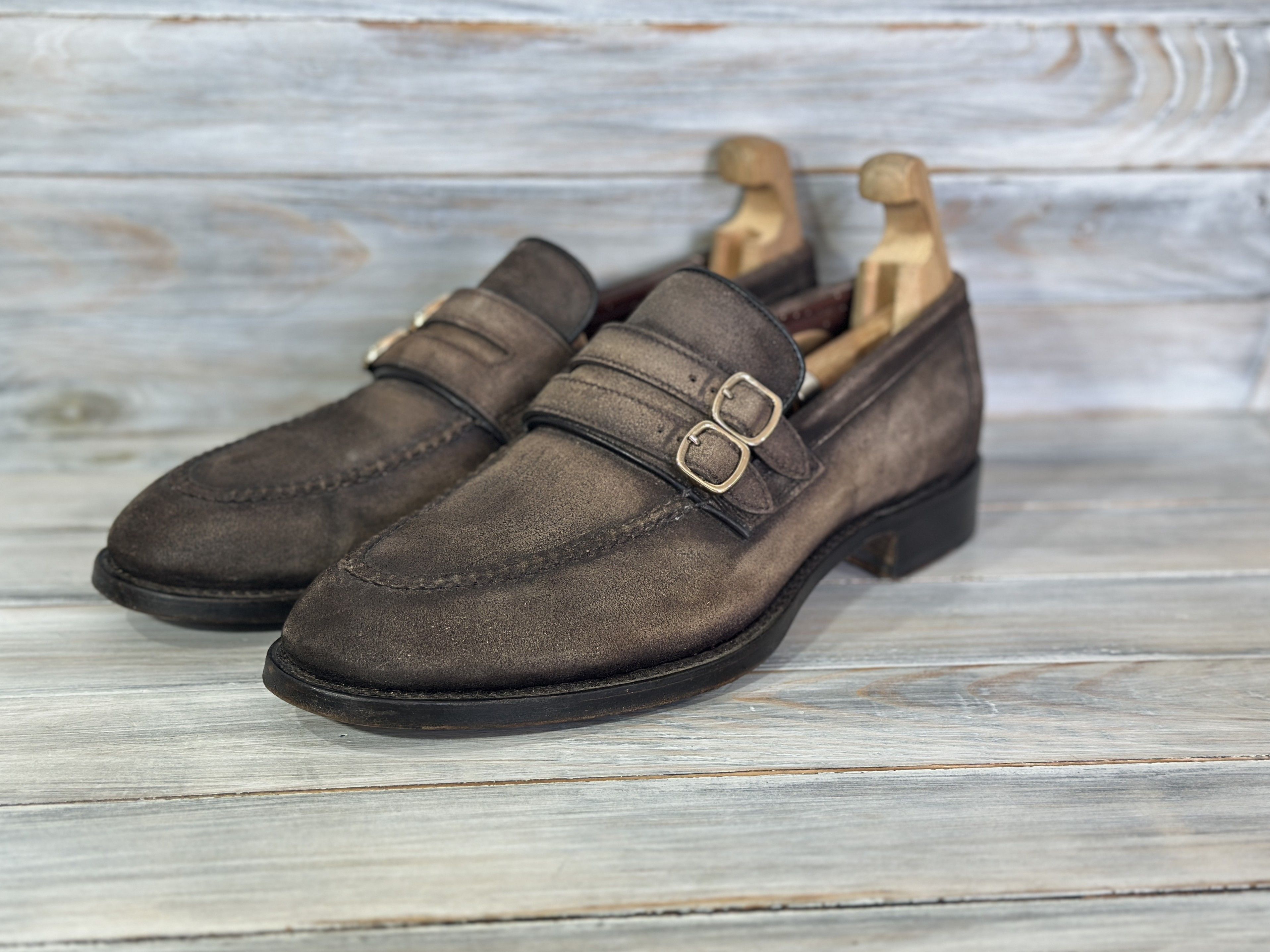 Santoni SANTONI Goodyear Leather Double Strap Loafers Luxury Brand Size US 9.5 / EU 42-43 - 4 Thumbnail