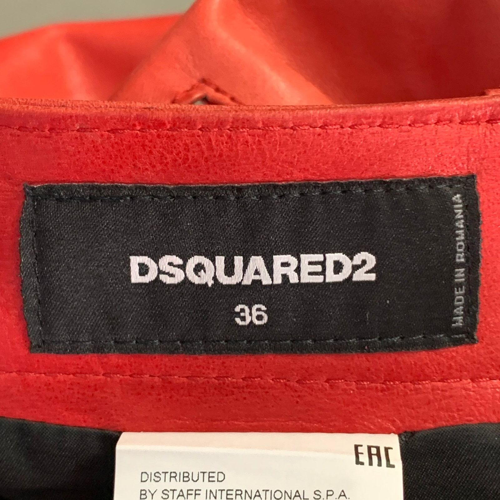 Dsquared2 DSQUARED2 Red Lambskin Leather Low Rise Biker Casual Pants Size 25" / US 0 / IT 36 - 6 Thumbnail